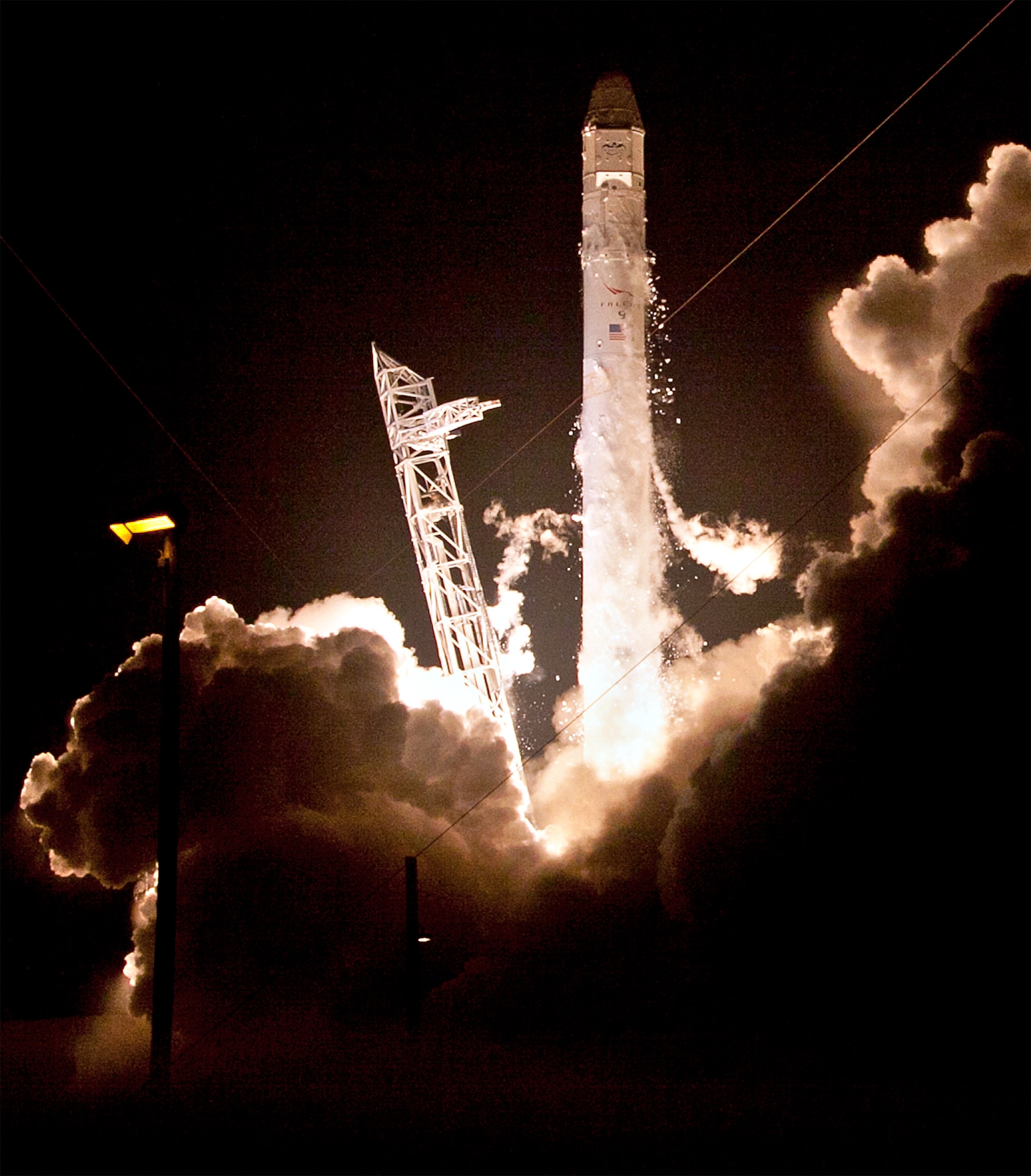 The SpaceX rocket launches from Cape Canaveral, Florida.