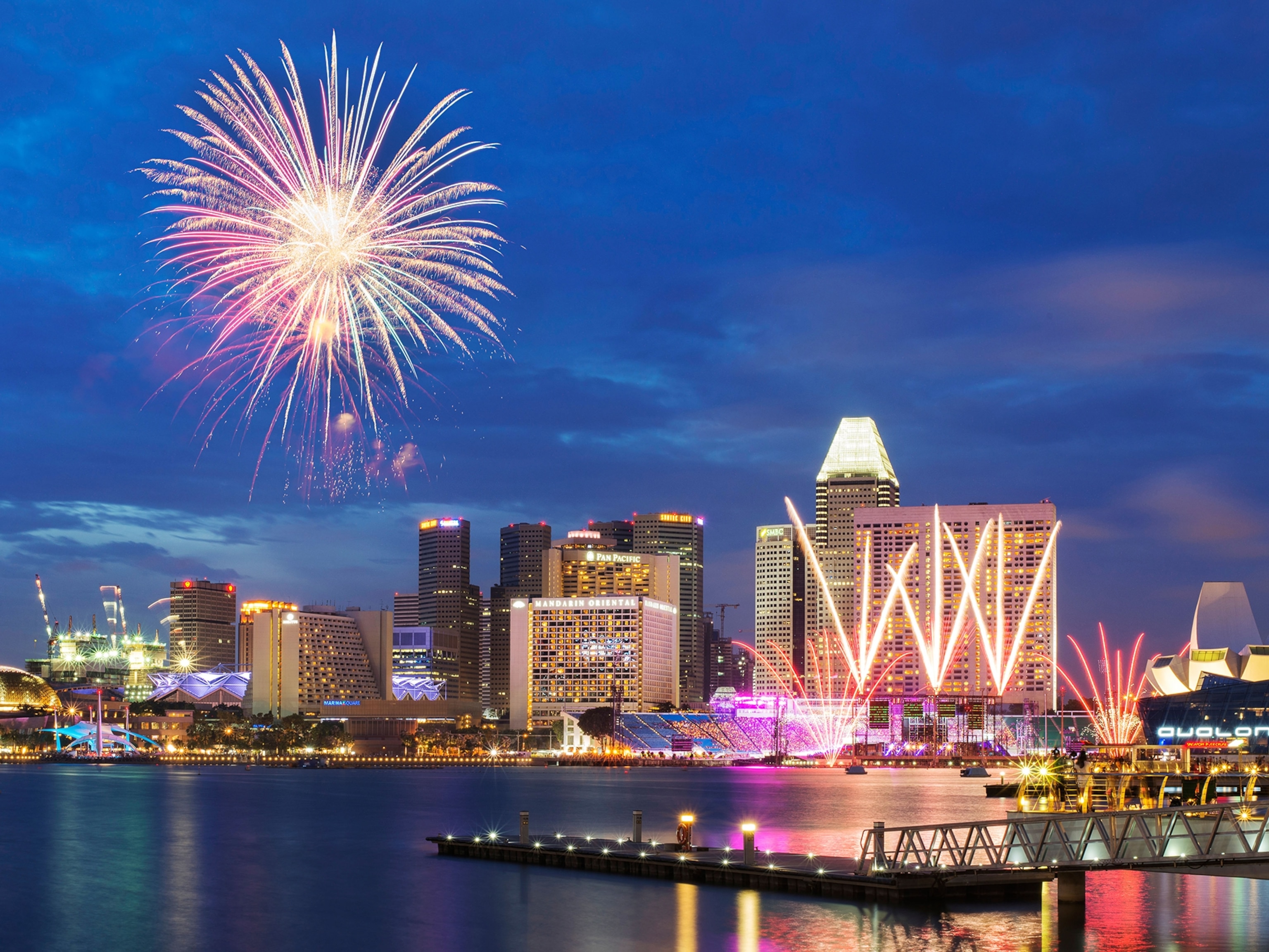 fireworks over Singapore during National Day