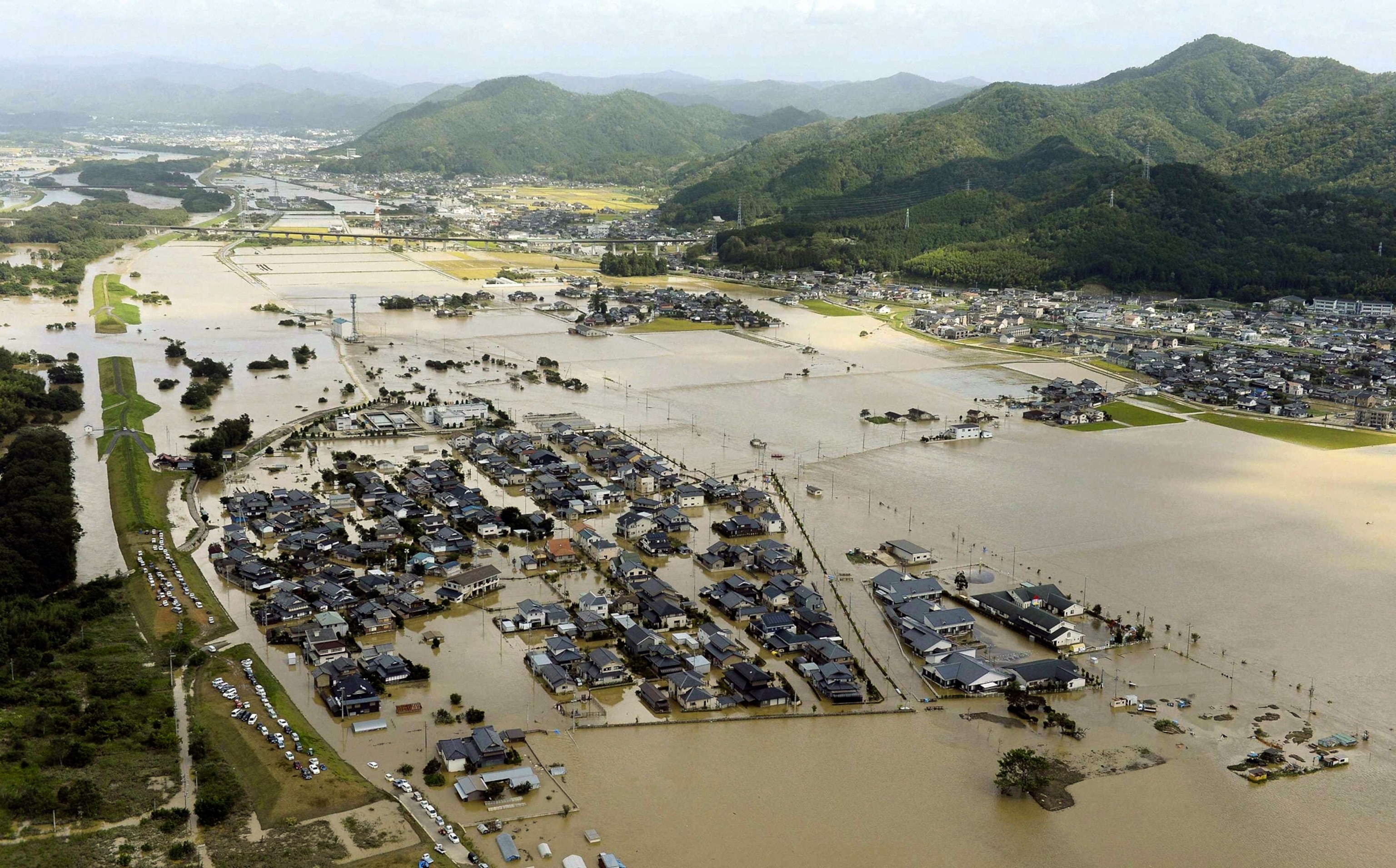 flooded homes after Kyoto typhoon