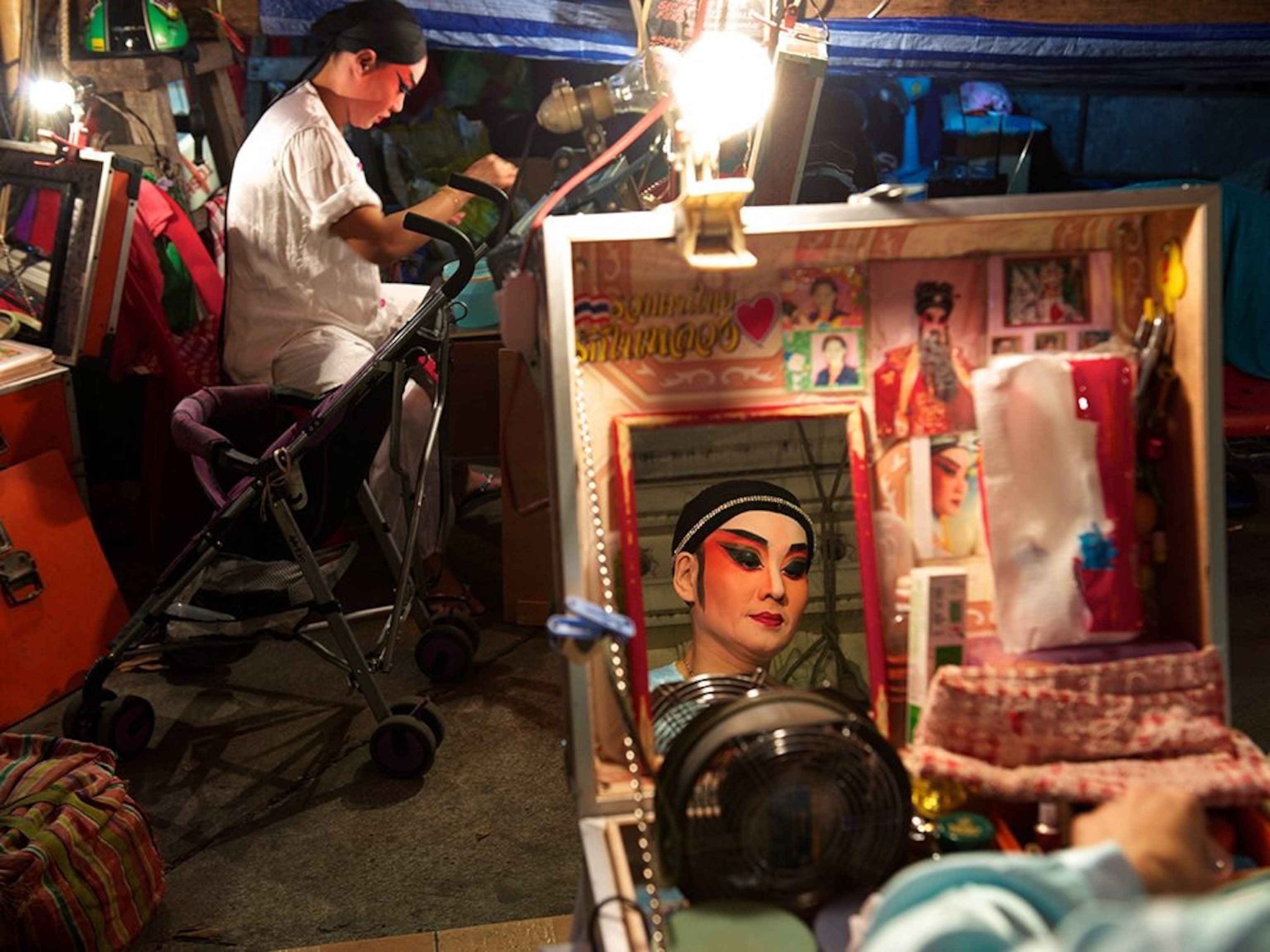 Chinese opera performers preparing, Bangkok