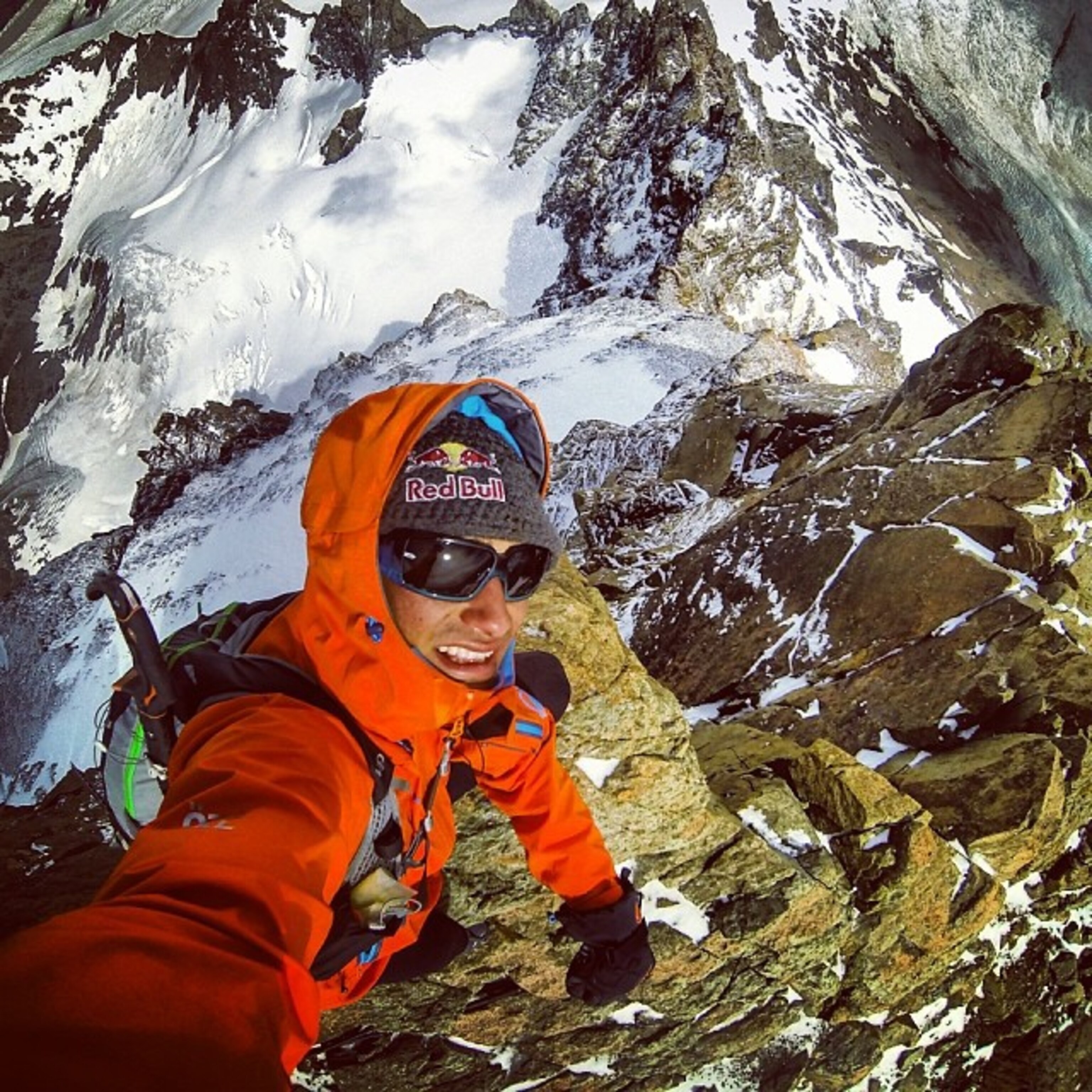David Lama on the summit of Cerro Solo