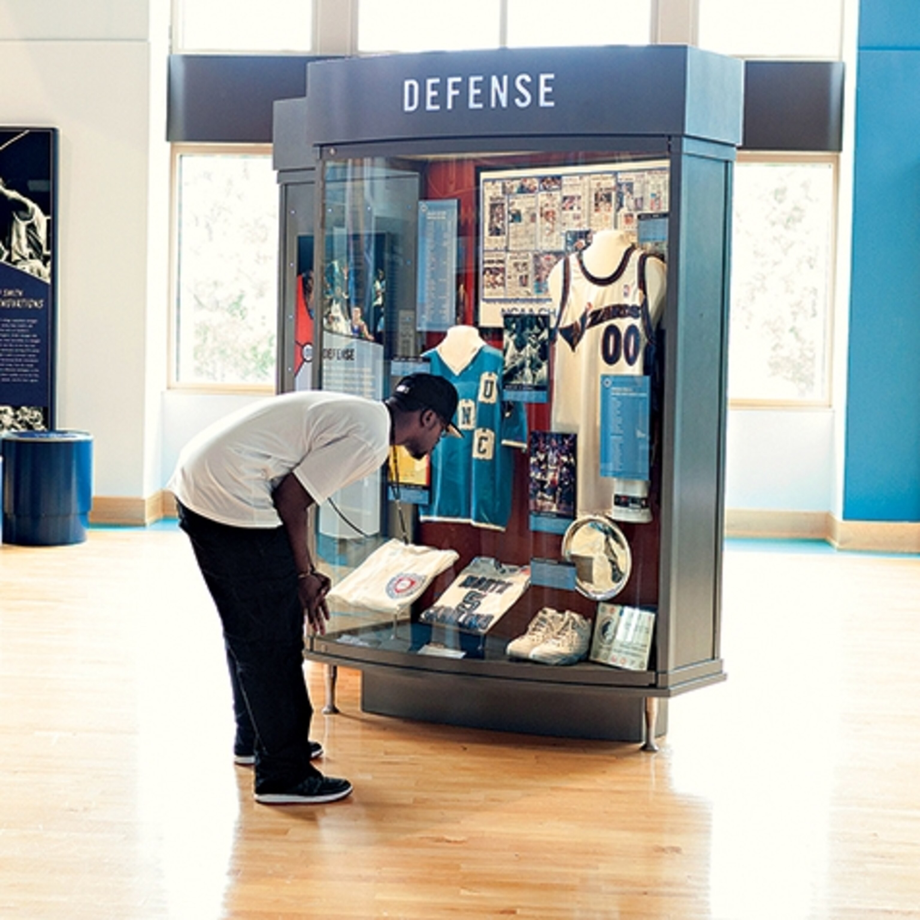 The Carolina Basketball Museum, near the "Dean Dome" on UNC's campus, enshrines Jordan jerseys and other sports memorabilia. (Photograph by Jeremy M. Lange)