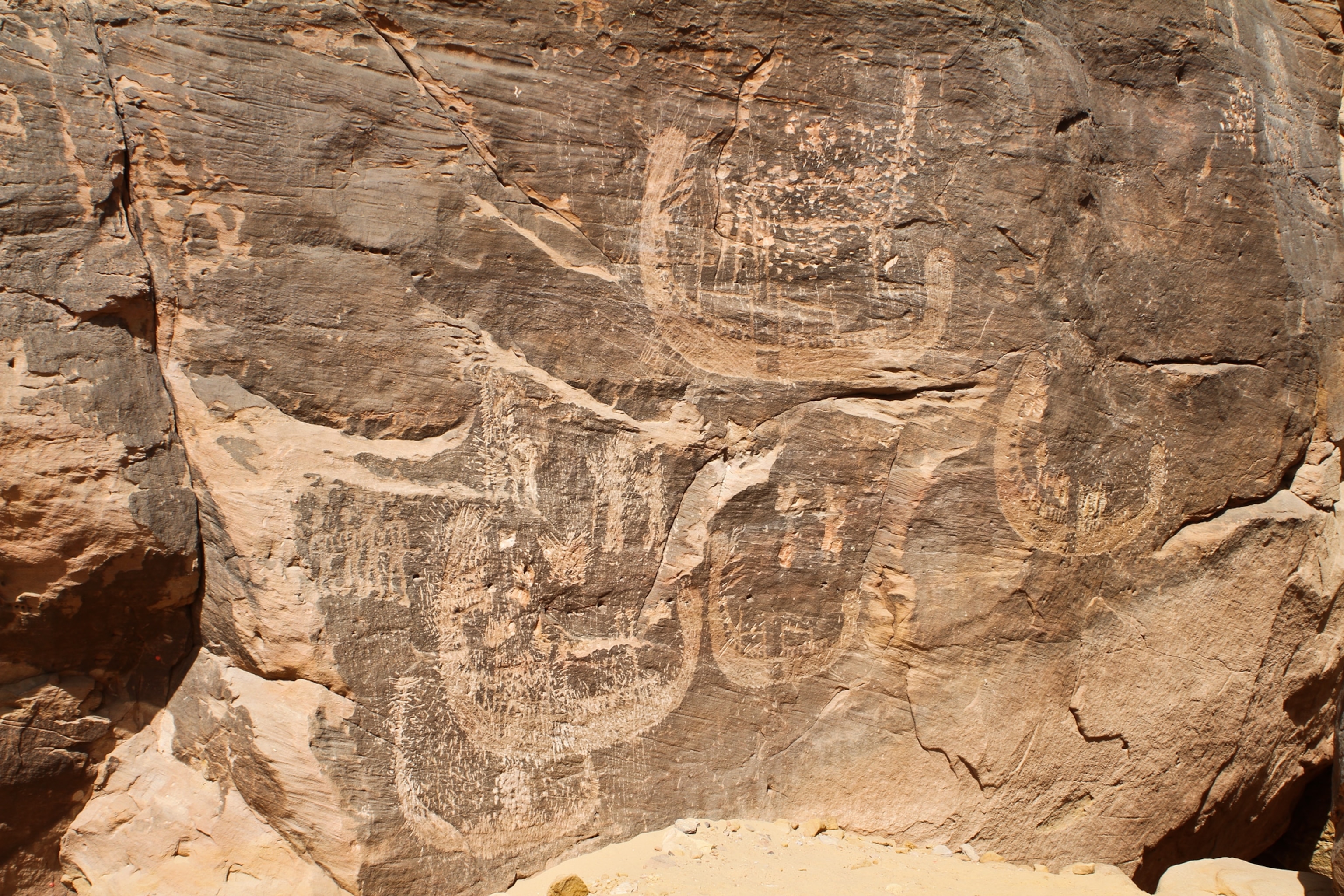 Egyptian rock art picture - procession of royal boats