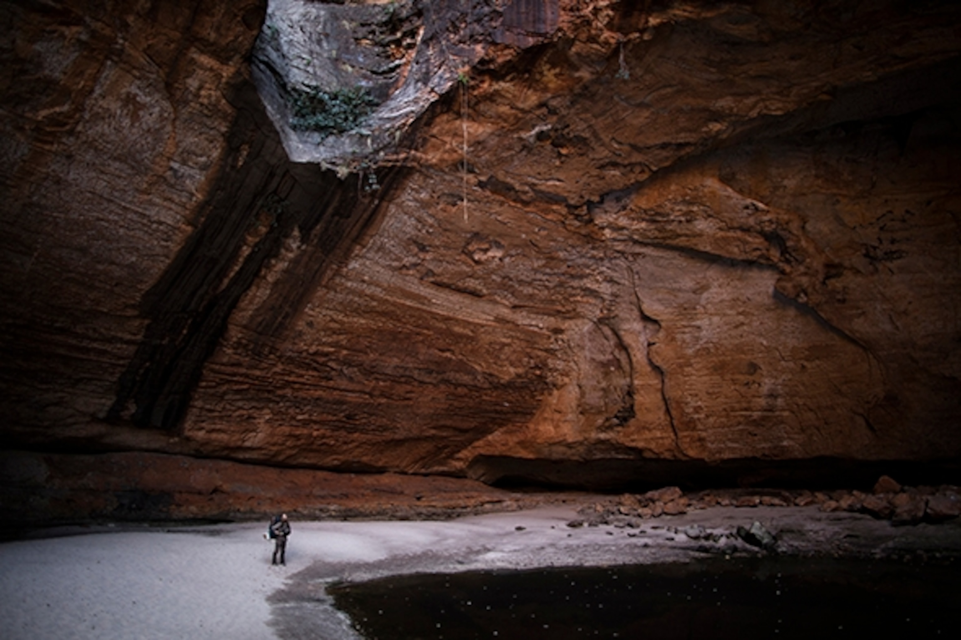Sarah Marquis finishes her three-month expedition on September 6, 2015, and arrives into Cathedral Gorge in Purnululu National Park, Western Australia; Photograph by Krystle Wright