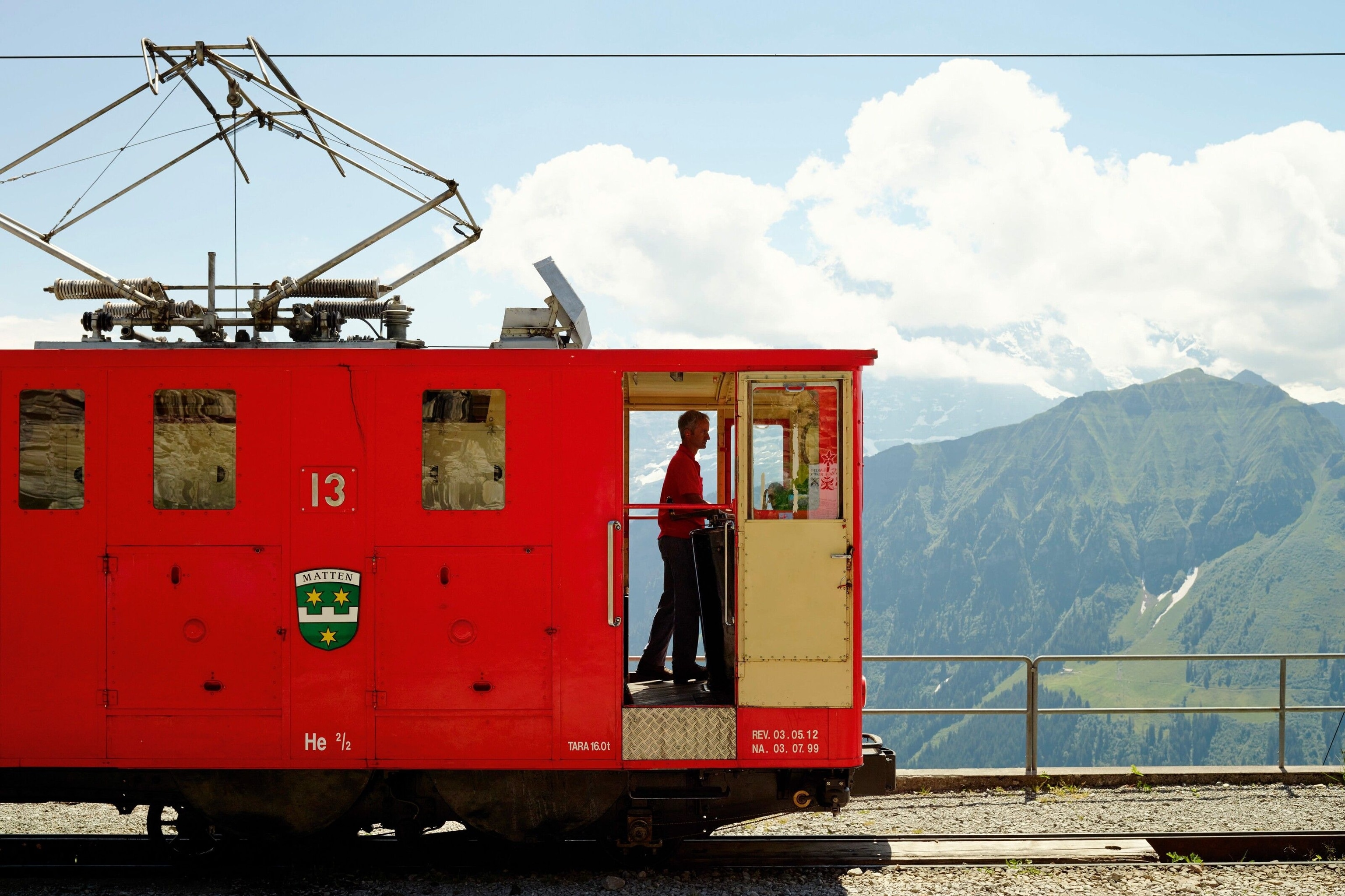 Train driver in a mountain train