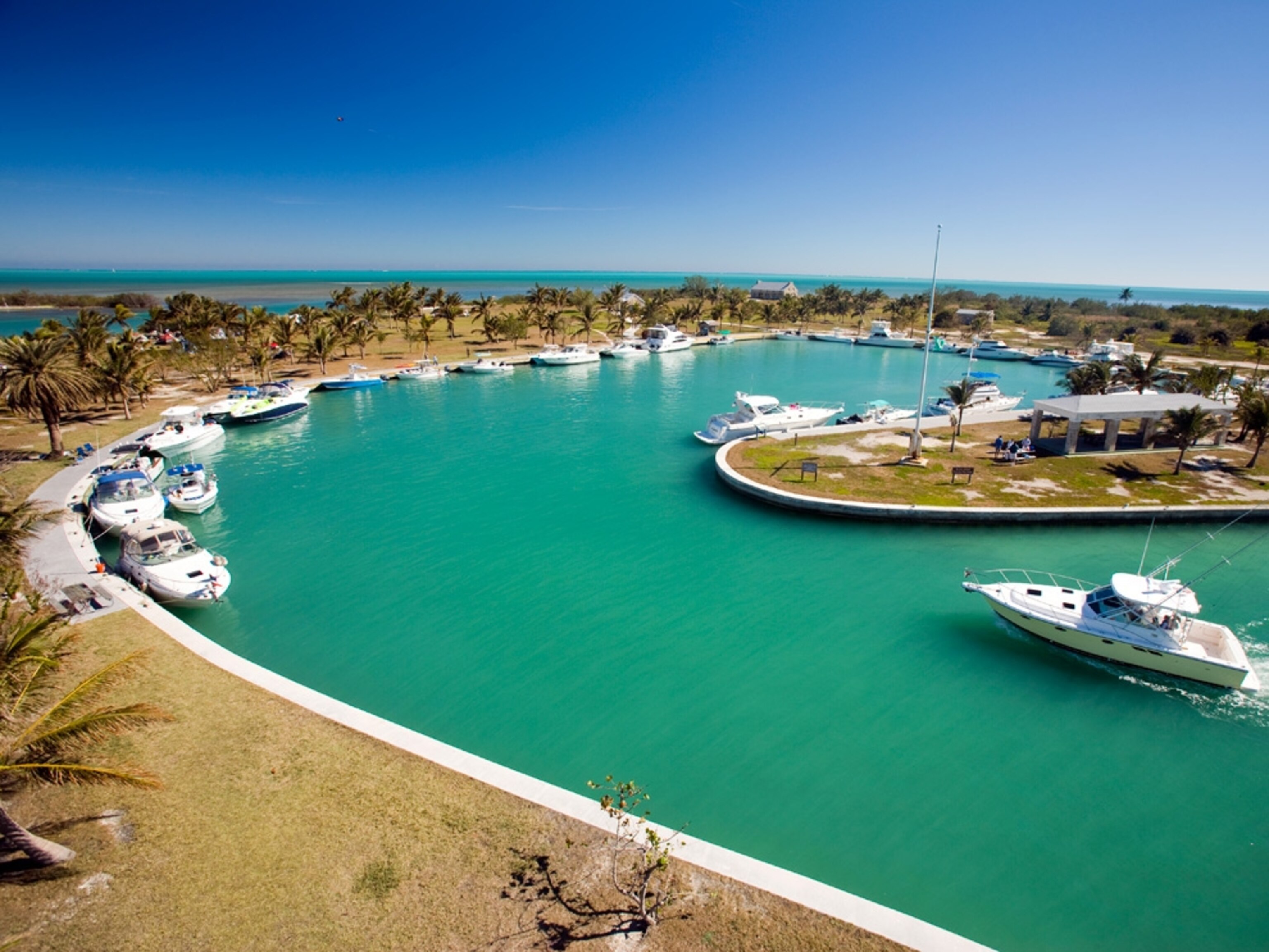 Recreational boats in a manmade inlet
