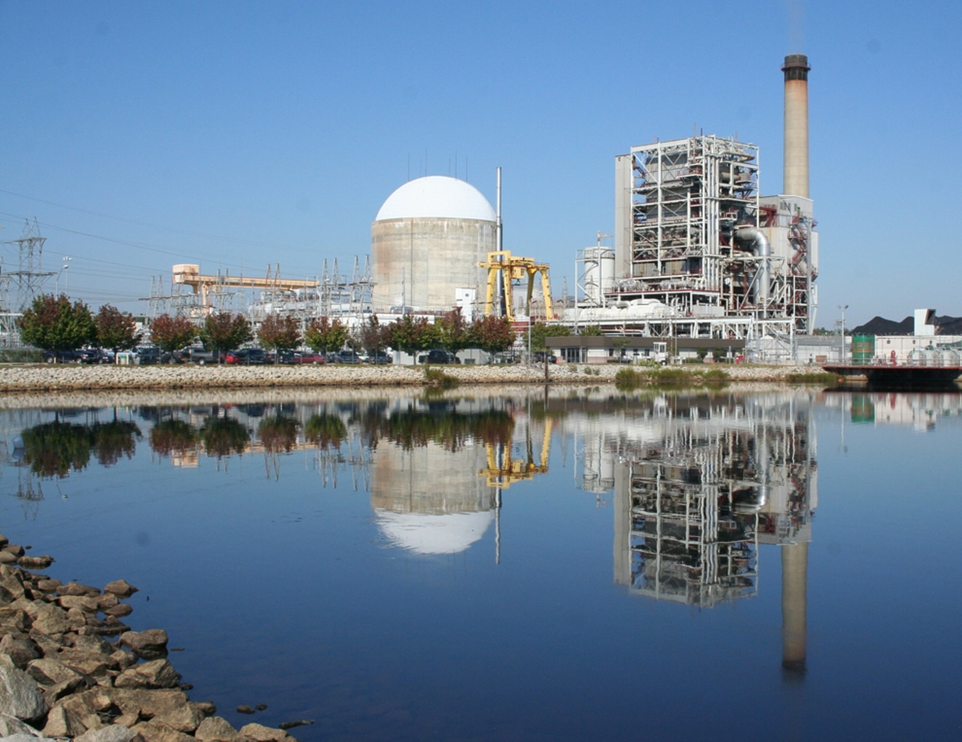 H. B. Robinson Nuclear Station in Hartsville, South Carolina, seen from a distance across water