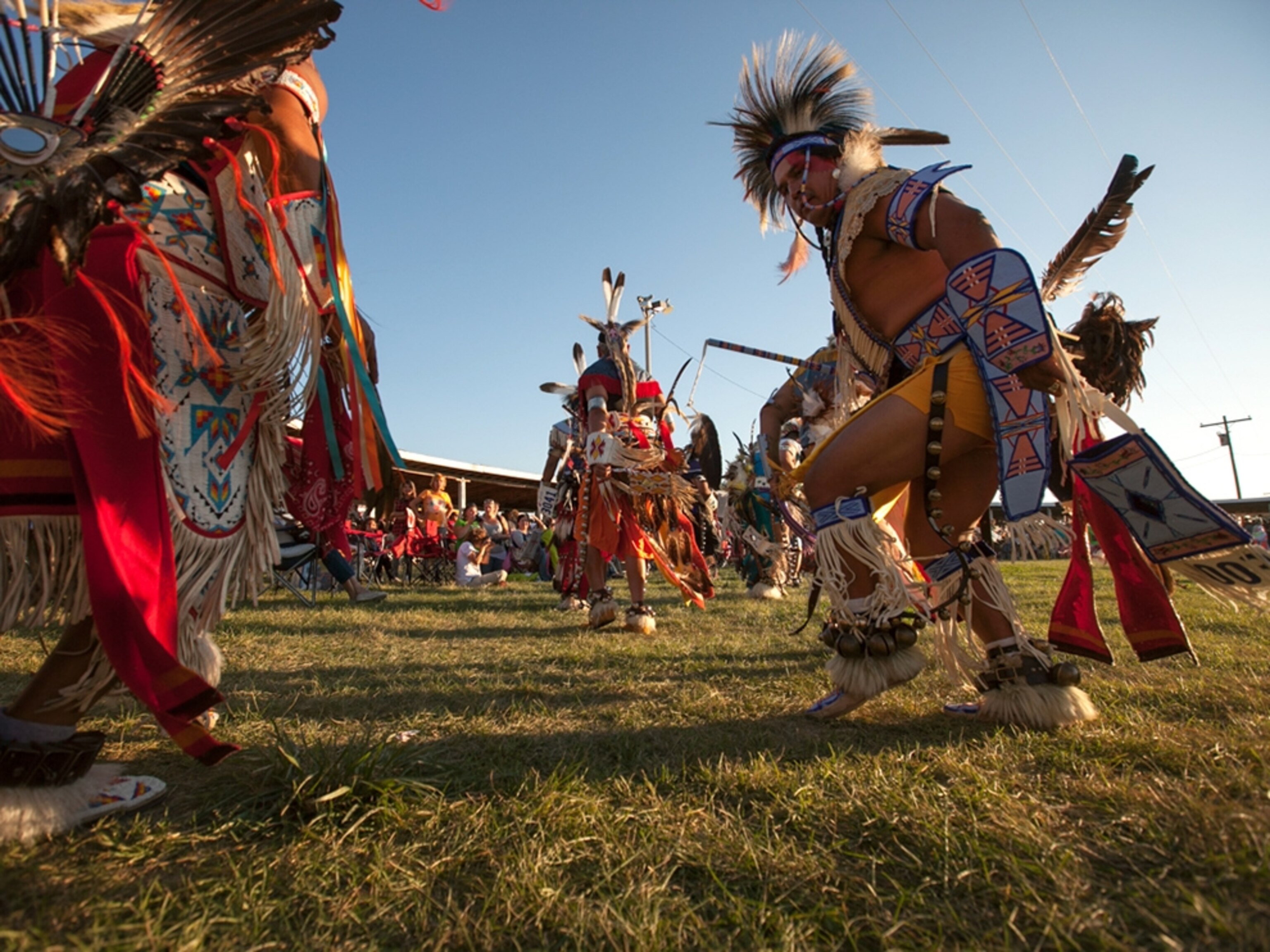 Native Americans dancing at the Crow Indian Reservation during the annual Crow Fair in Montana