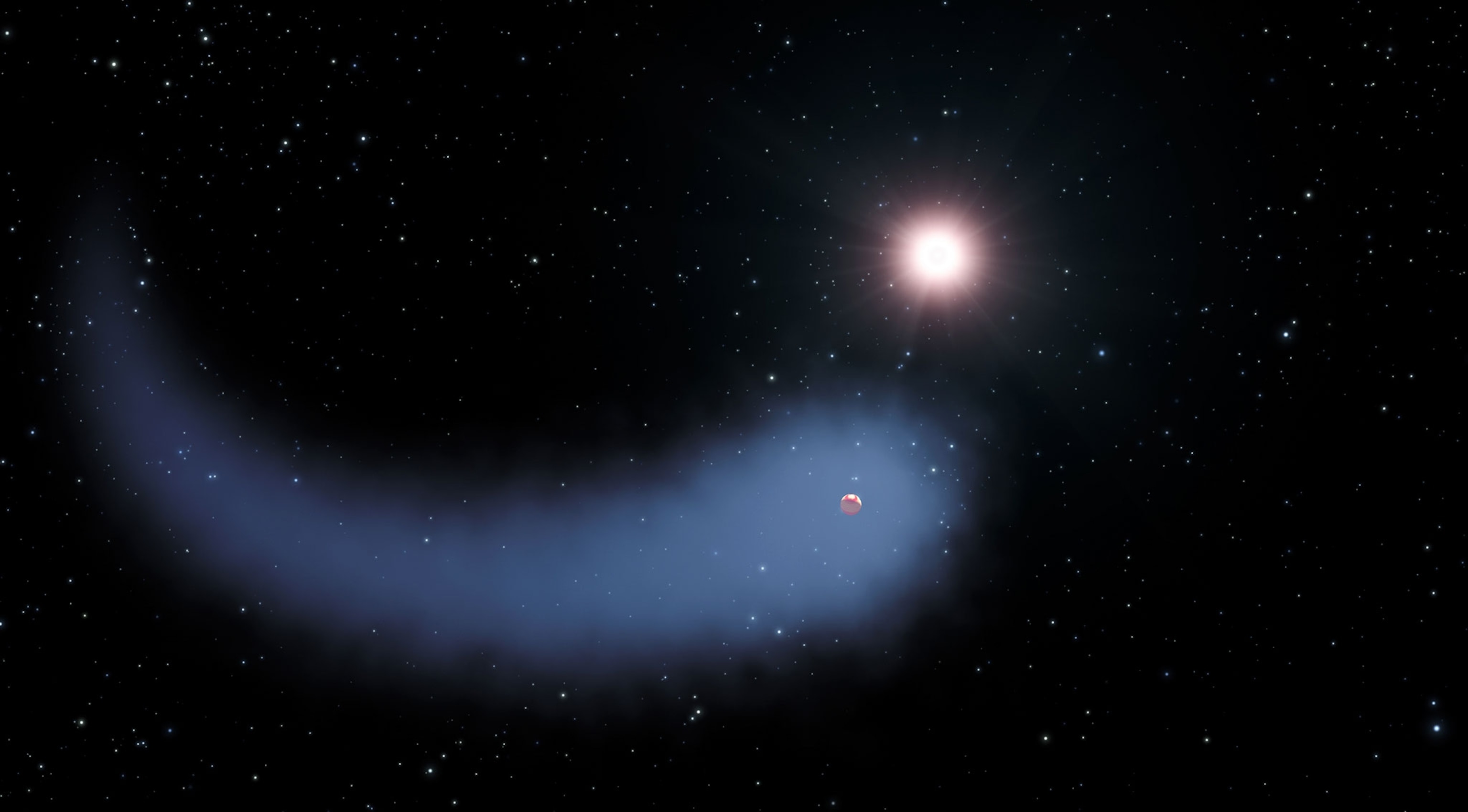 large hydrogen bubble bleeding off a small planet