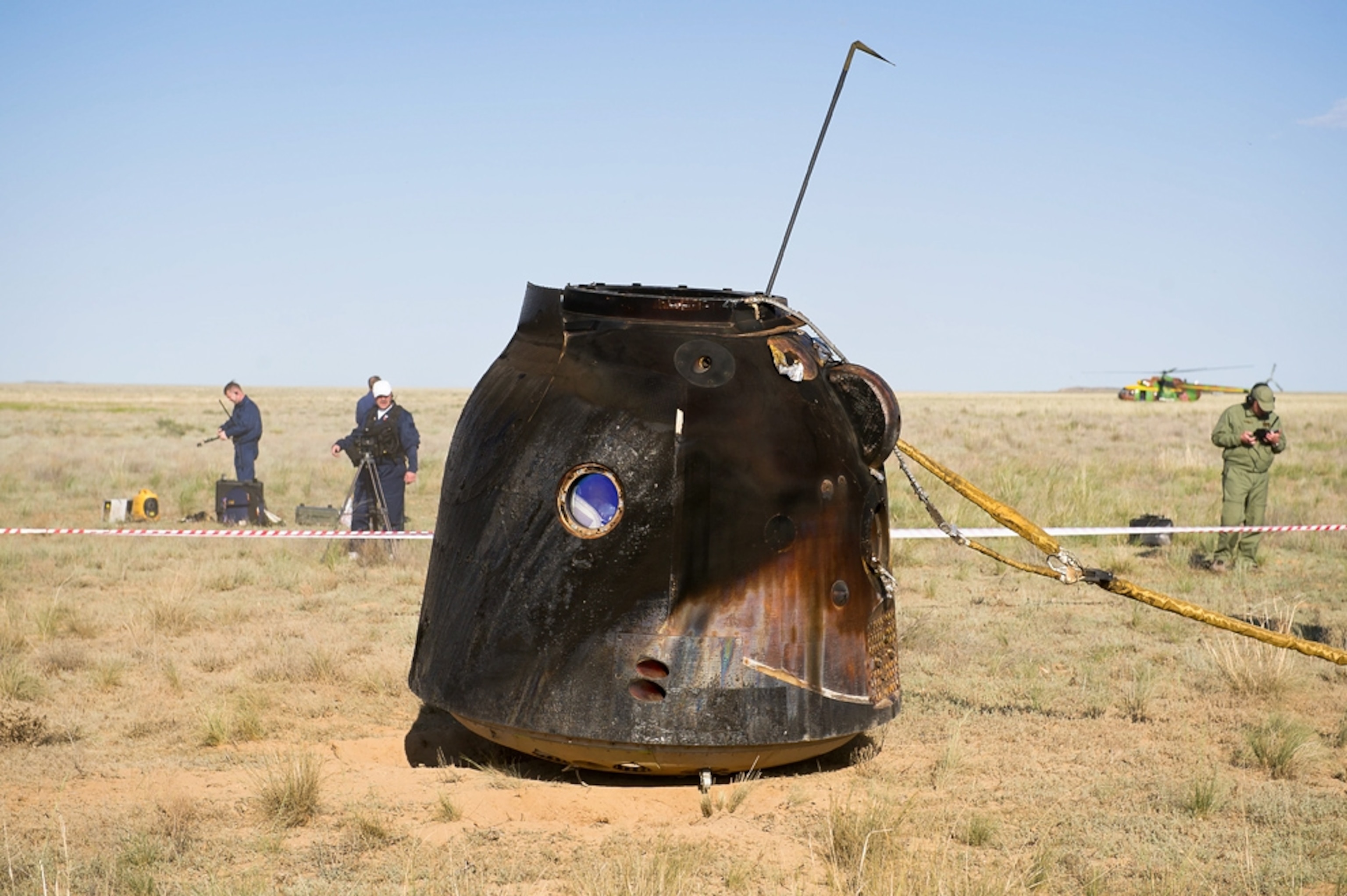 Picture of a Soyuz capsule returned to Earth.