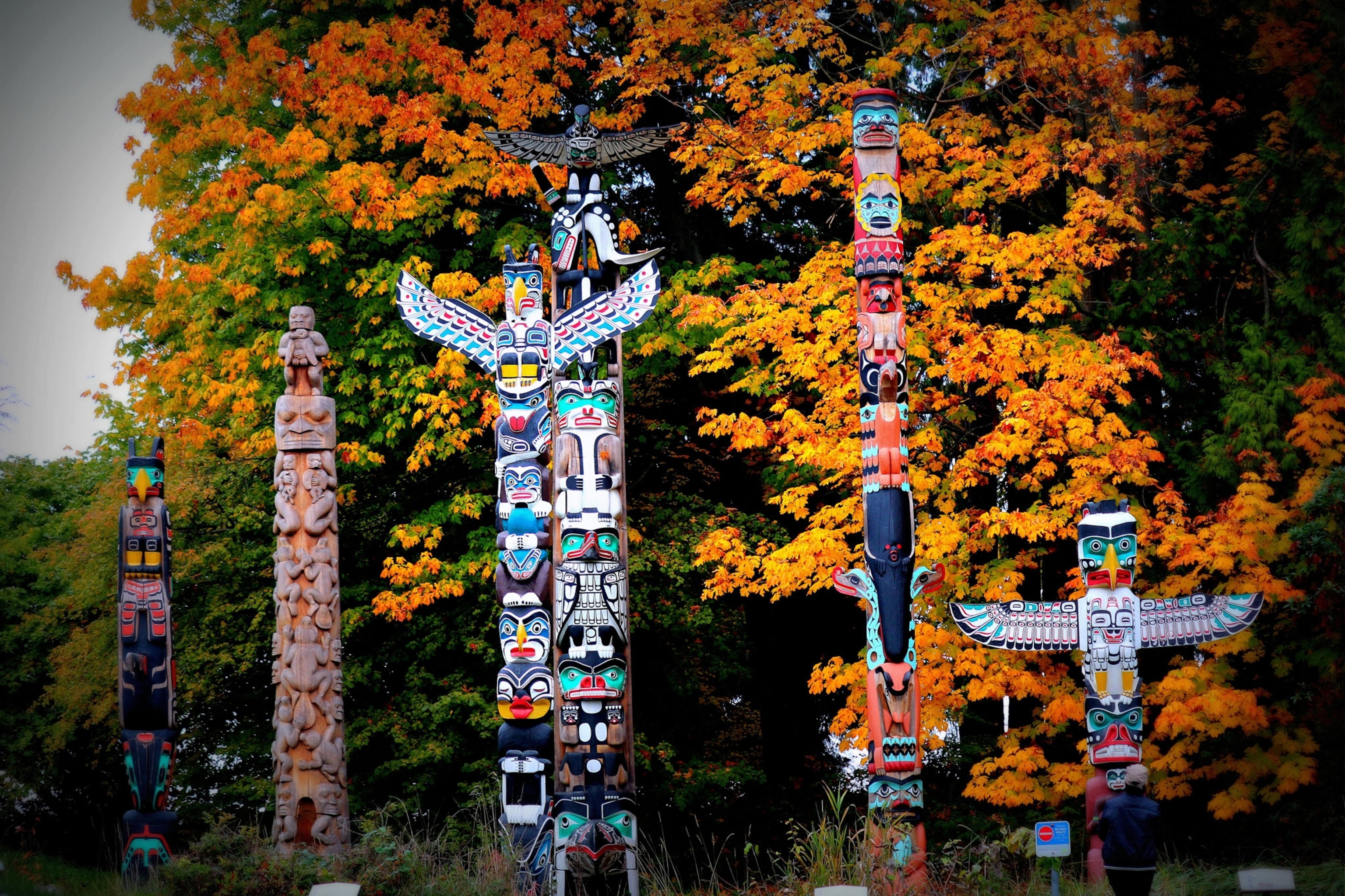Totem polies in stanley park vancouver