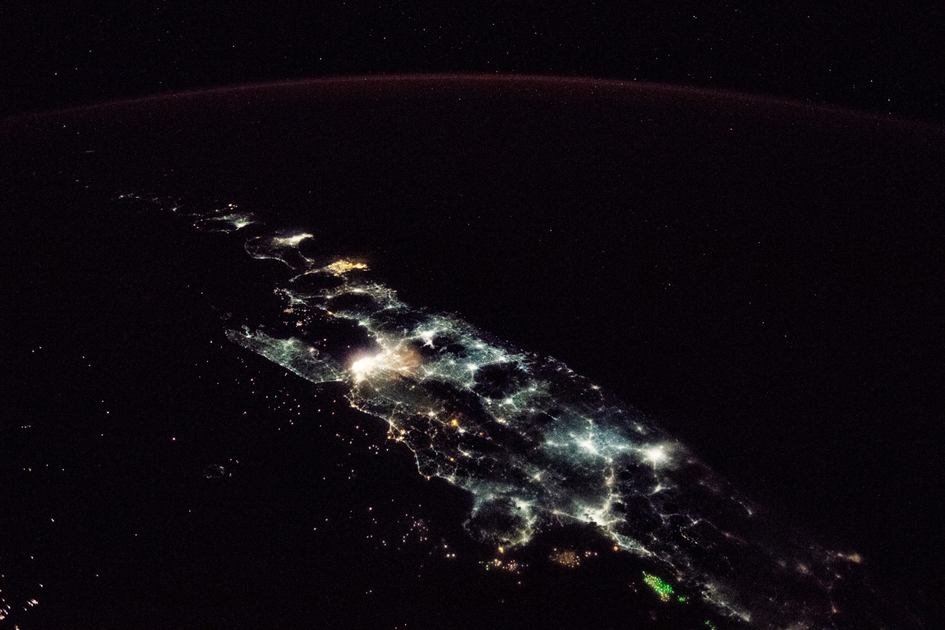 nighttime image of Java from the International Space Station