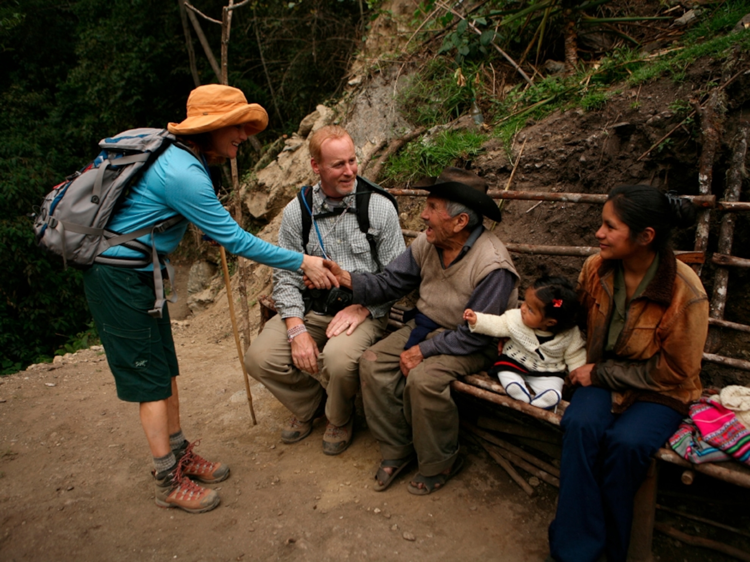 100 year-old man on trail, Peru
