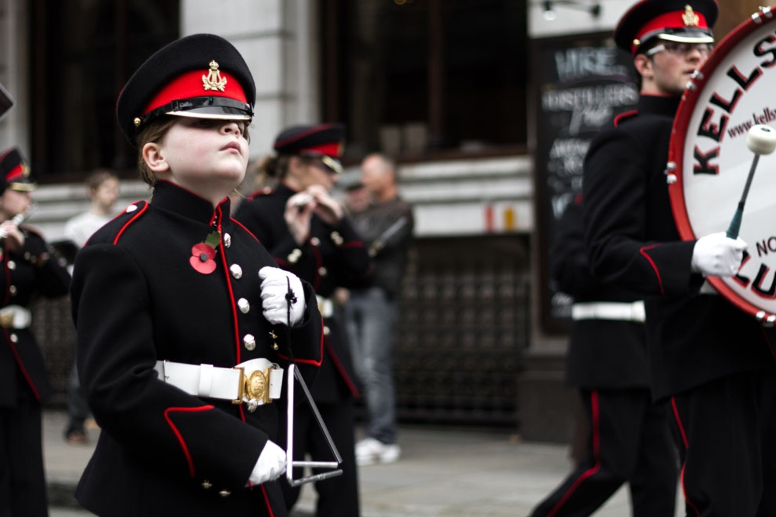Children in a band participating in the Lord Mayor's parade, London