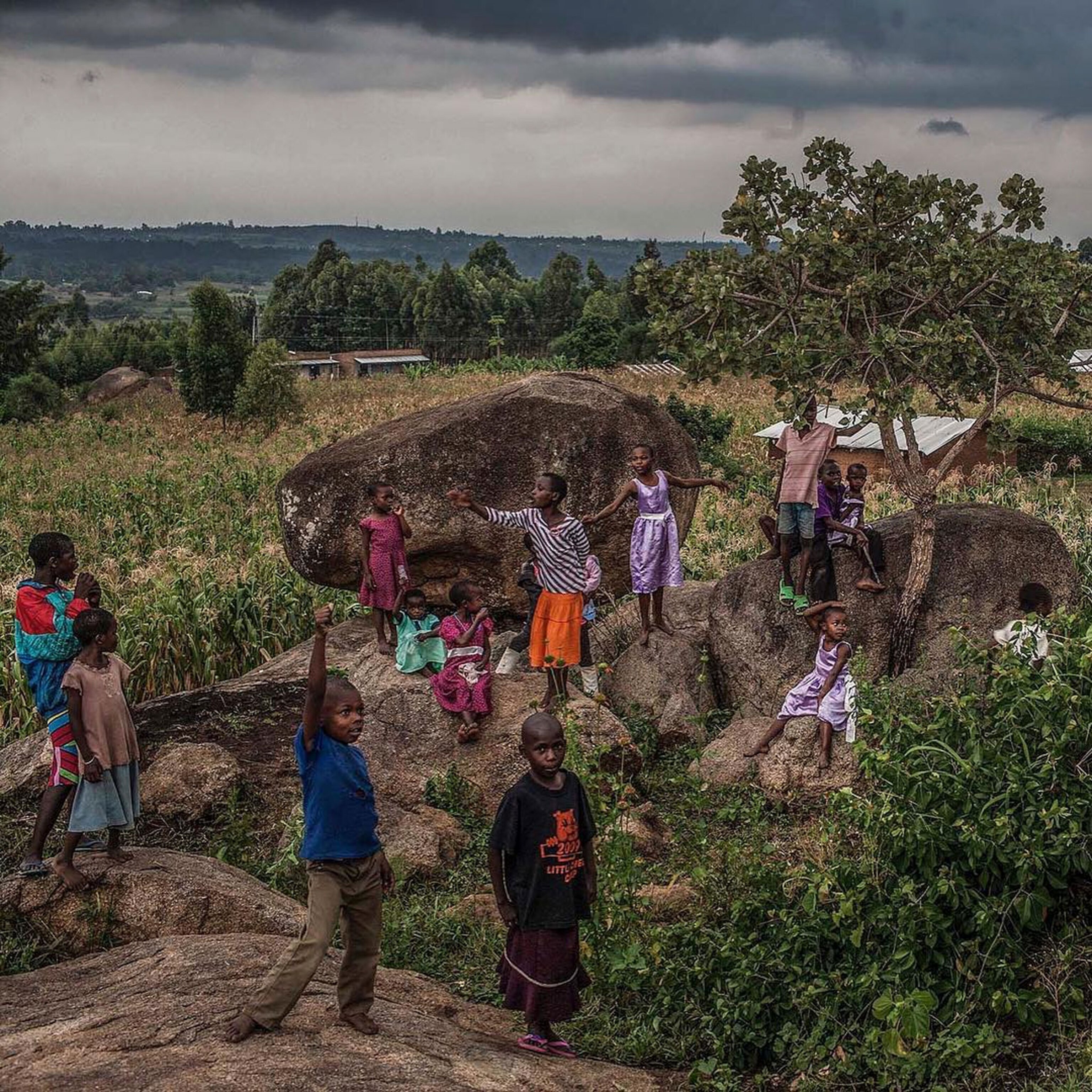 Kenyan children playing outside