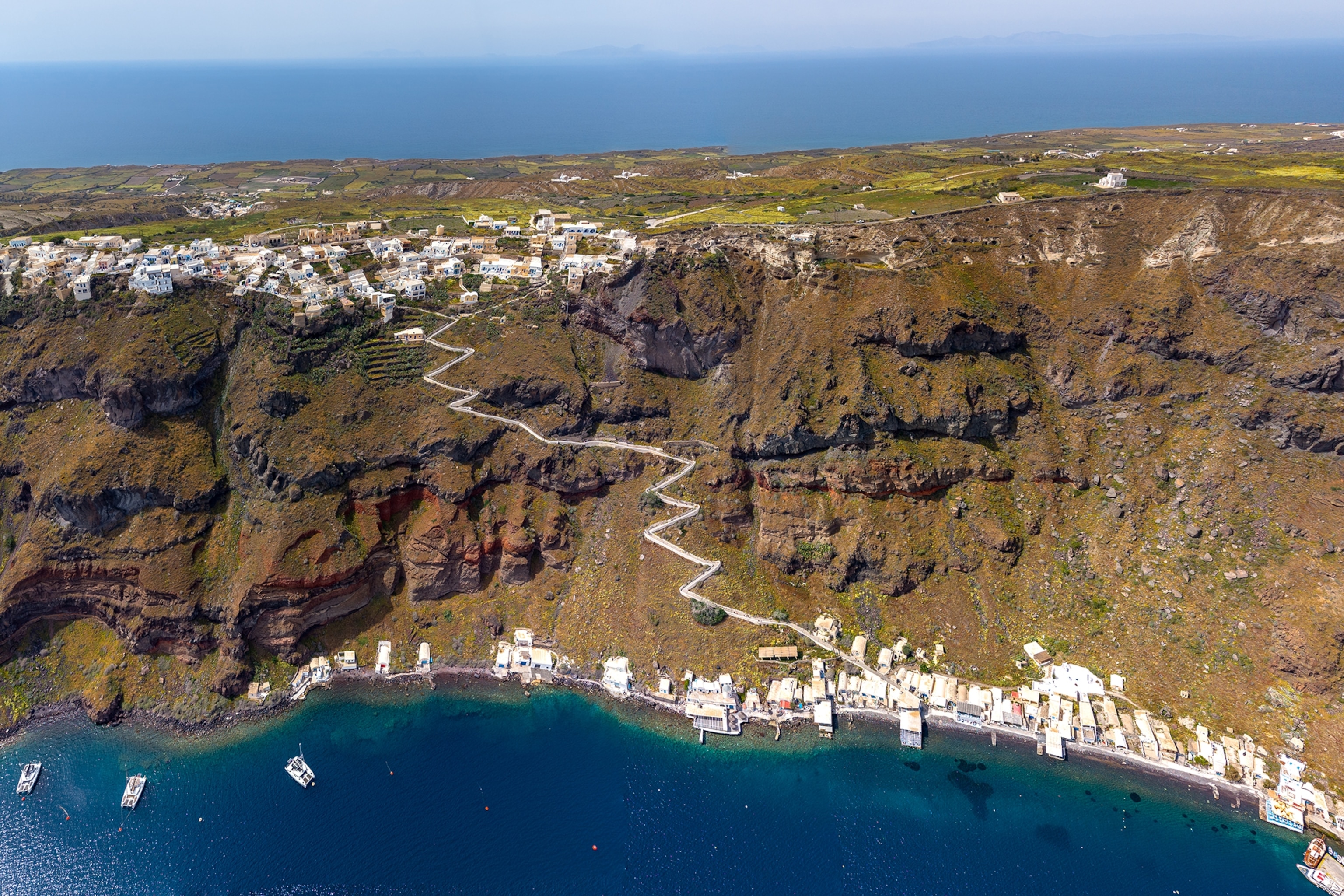 an aerial view of a greek island