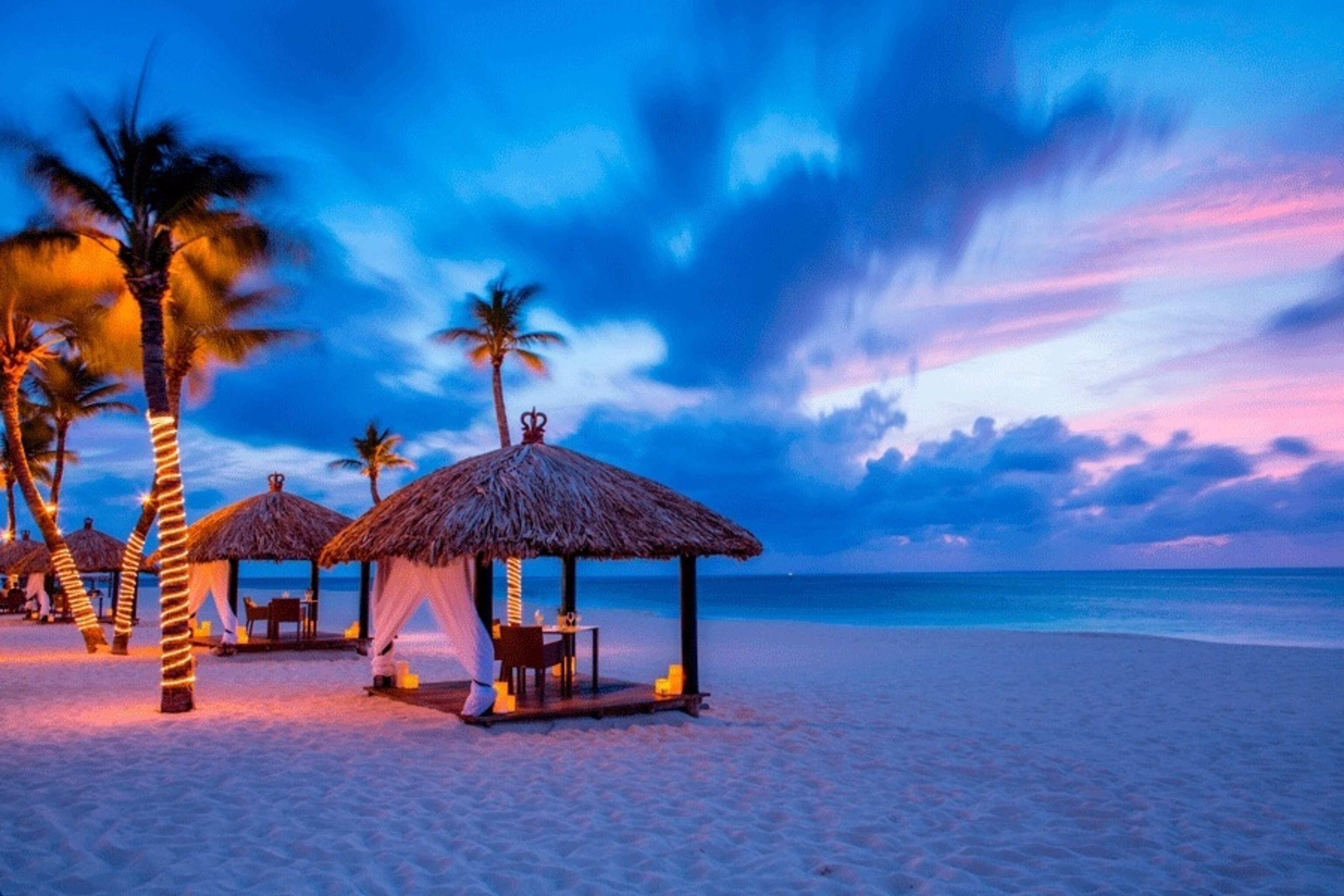 A sunset hut at Bucuti and Tara Beach Resort in Aruba — an adults-only retreat with eco initiatives at its core.