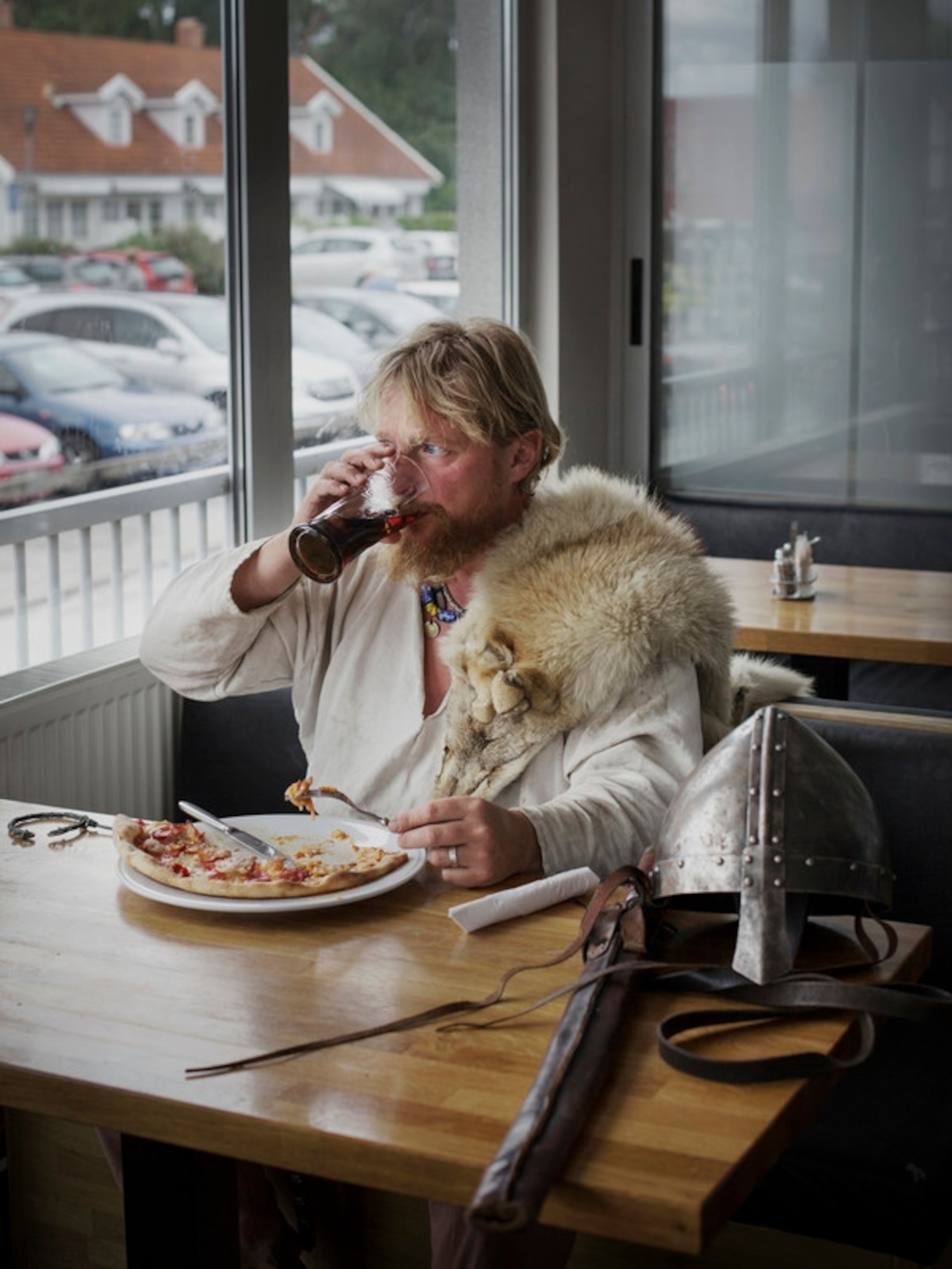 Ragnar Wick, 45, during the reenactment Ragnar Wick are a warrior. The picture was taken at Belladonna in central Höllviken near the viking village Fotefiken.