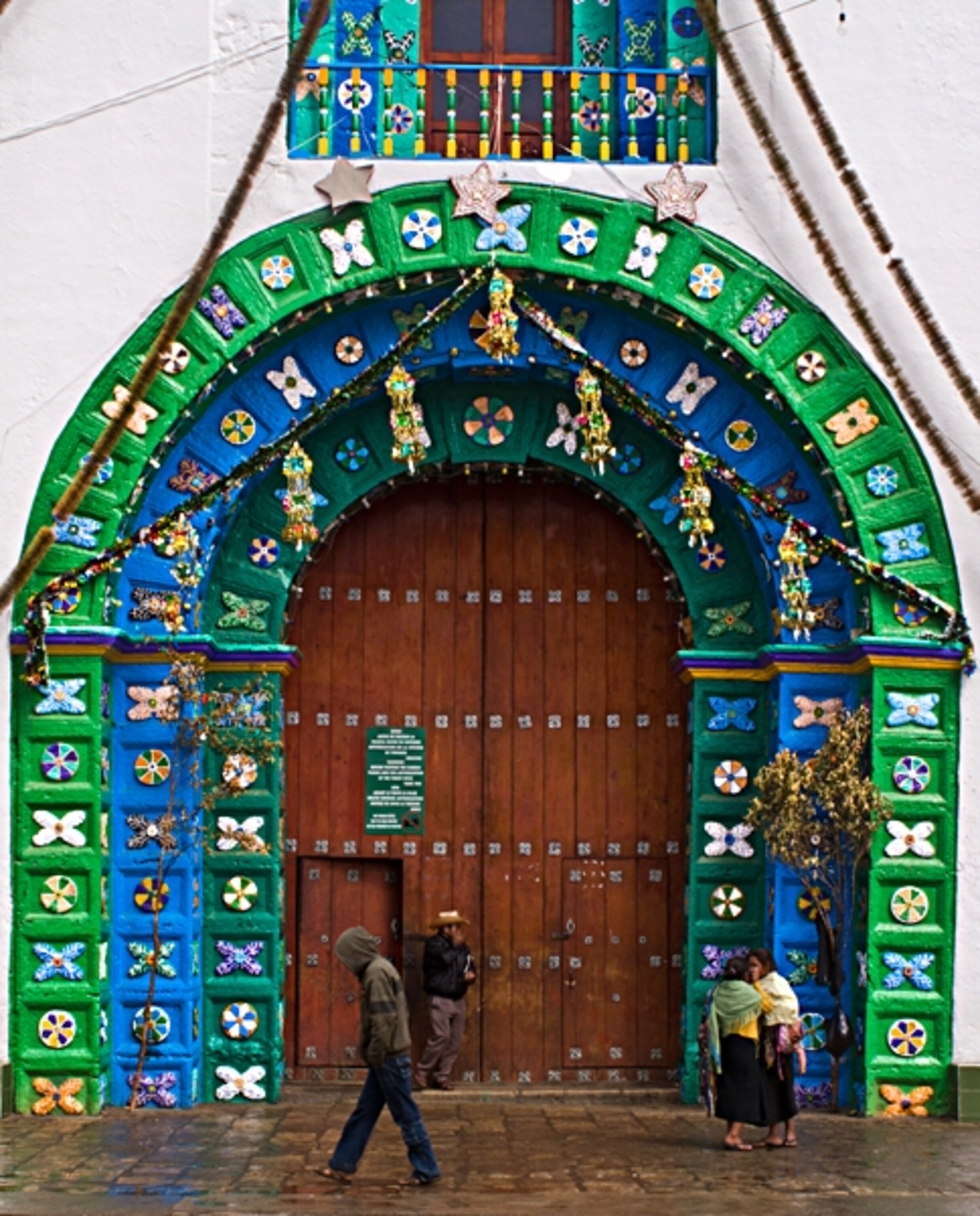 a colorful doorway, San Juan Chamula, Chiapas, Mexico