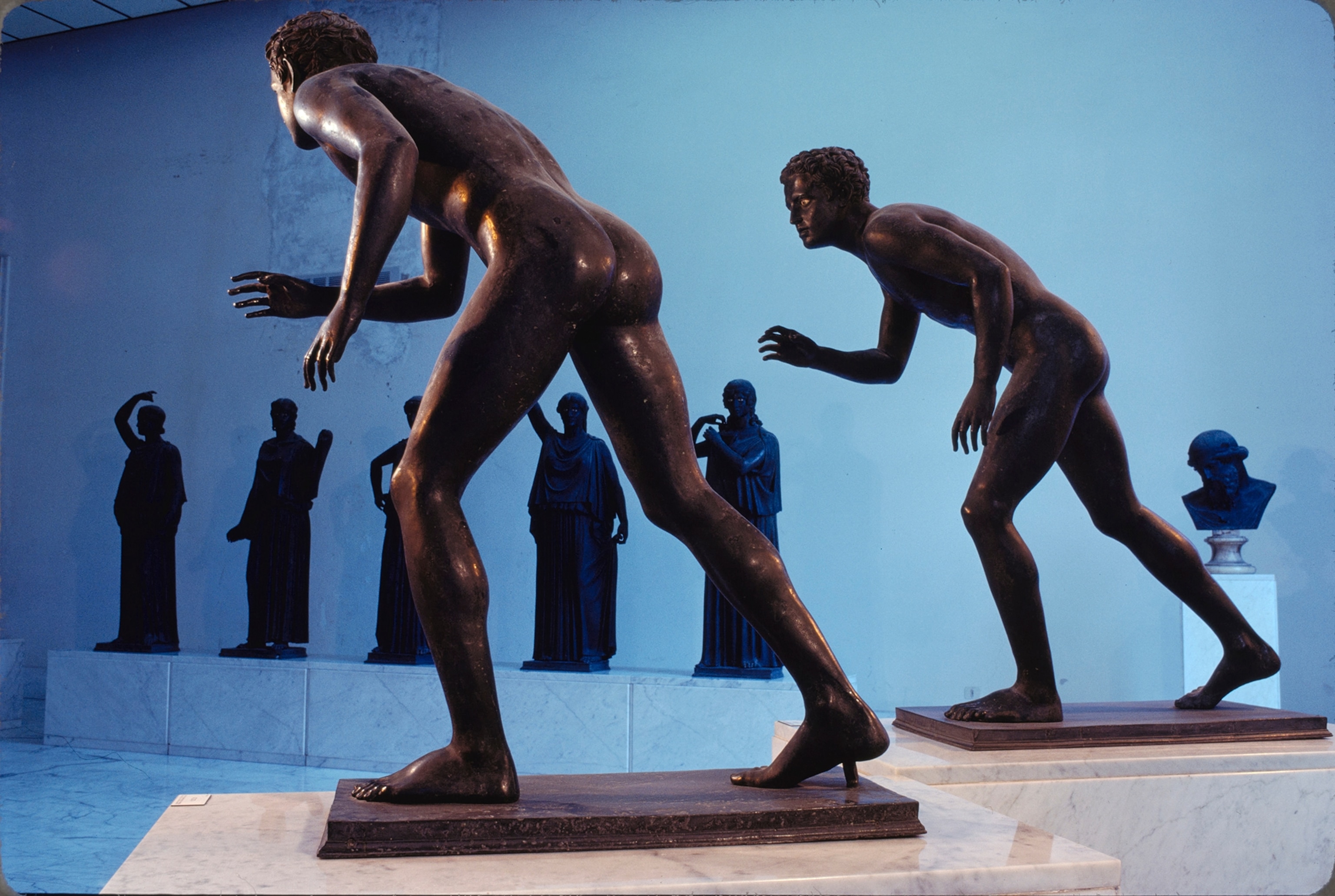 These statues were found buried in ash near Herculaneum.
