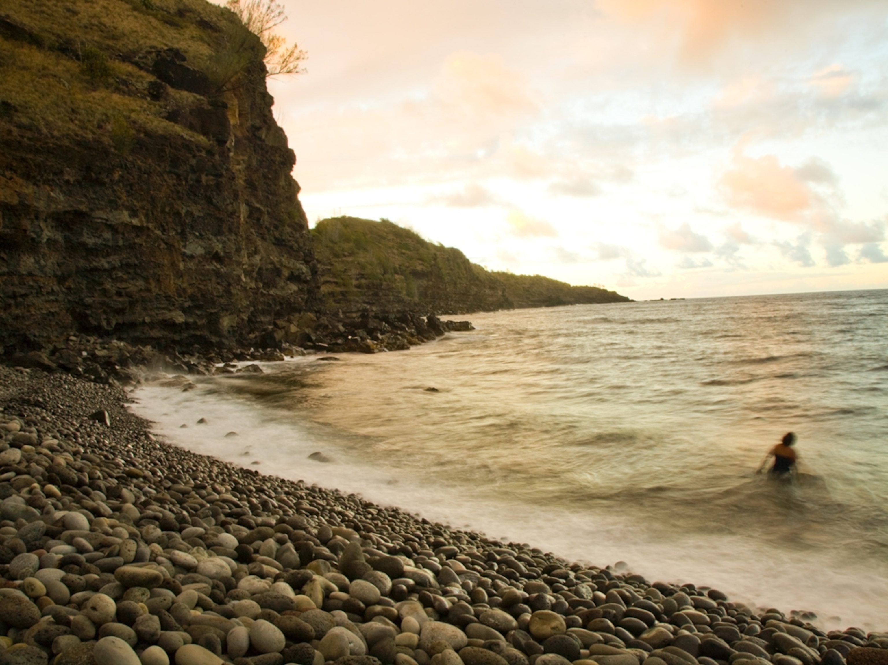 Stone beach at Kahakuloa, Maui, Hawaii