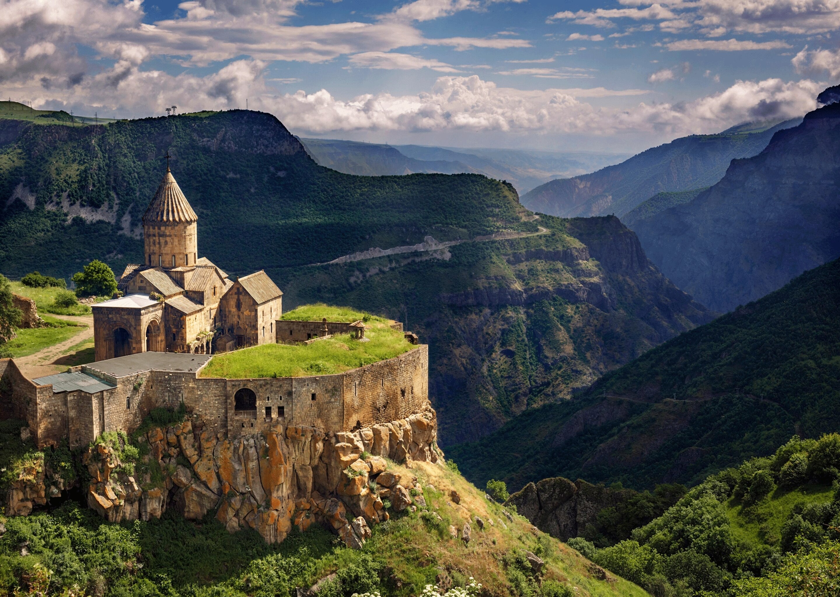 Tatev Monastery on a cliff in Armenia