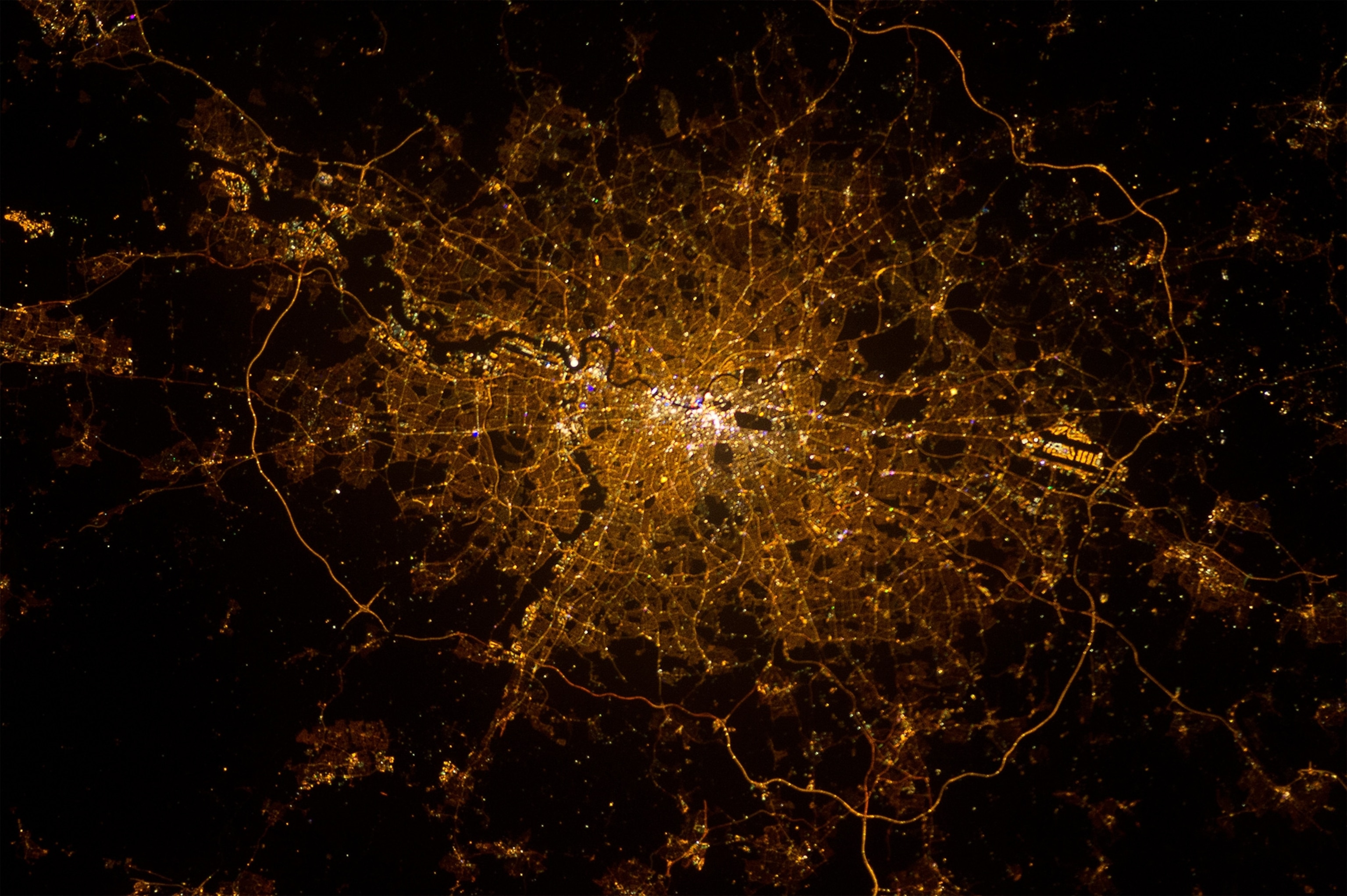 London at night taken from the International Space Station