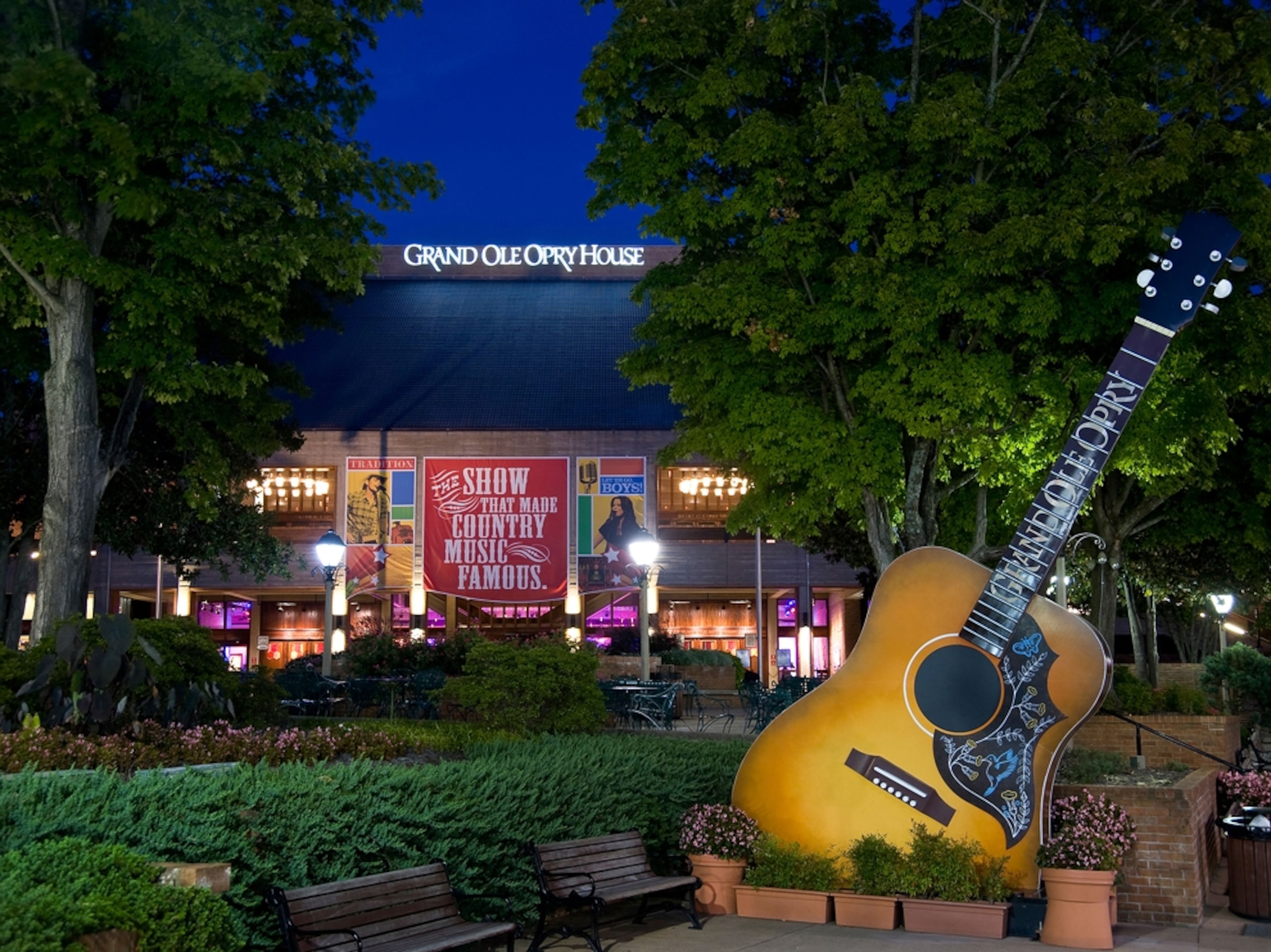 the Grand Ole Opry House at dusk, Nashville