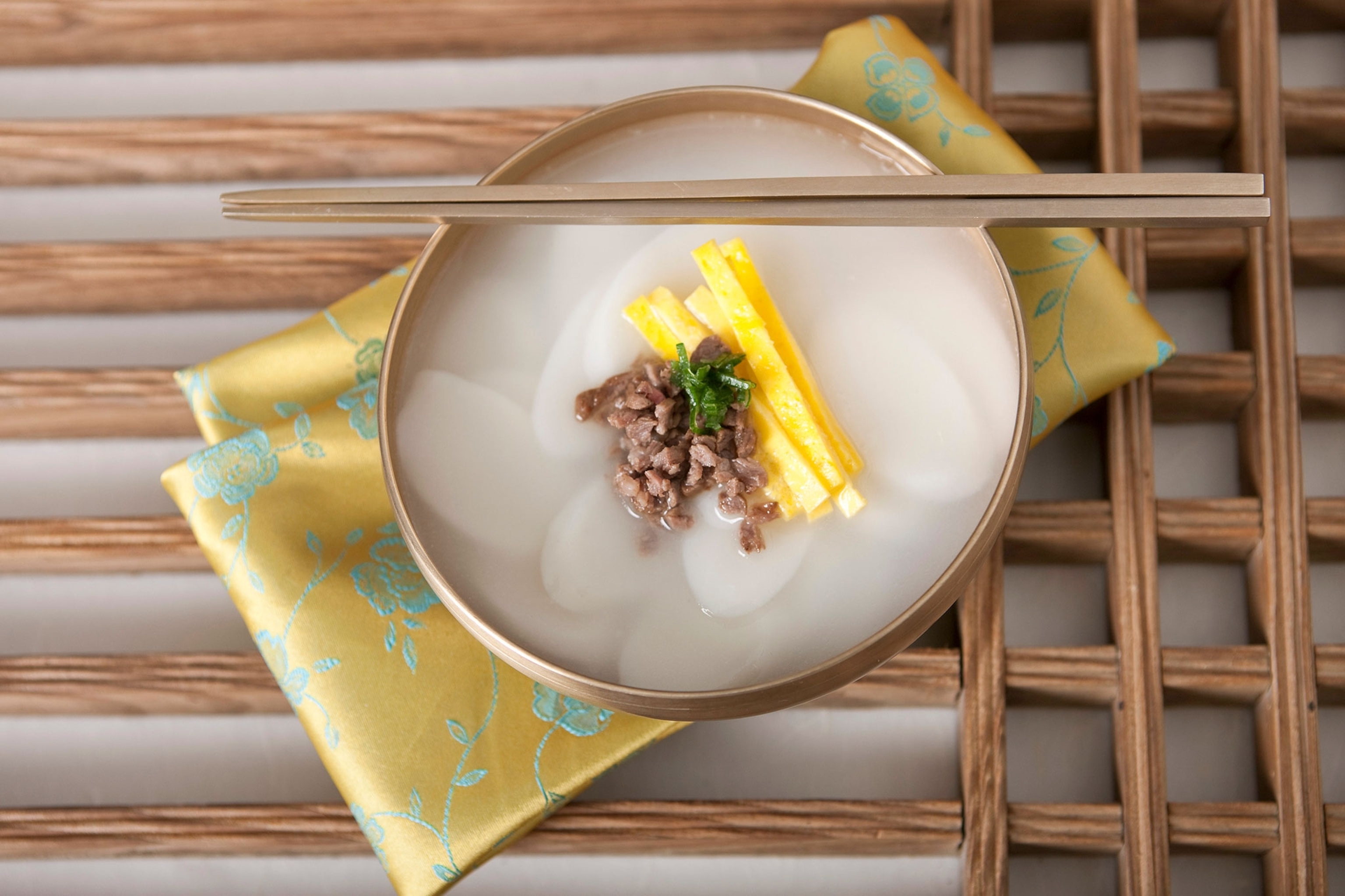 a Korean rice cake soup called Tteokguk
