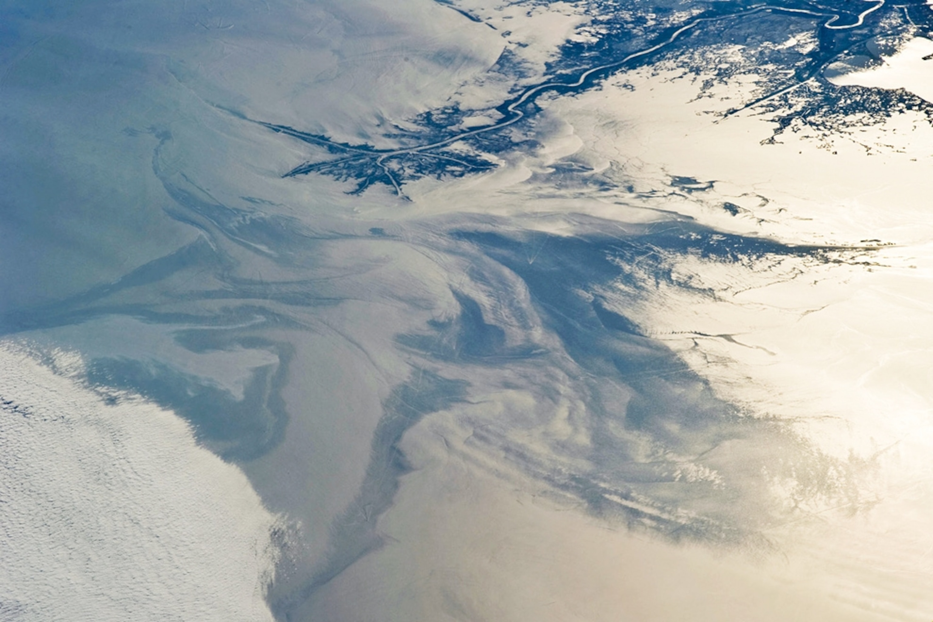 An astronaut picture shows the Gulf oil spill near the mouth of the Mississippi Delta, off the Louisiana coast.