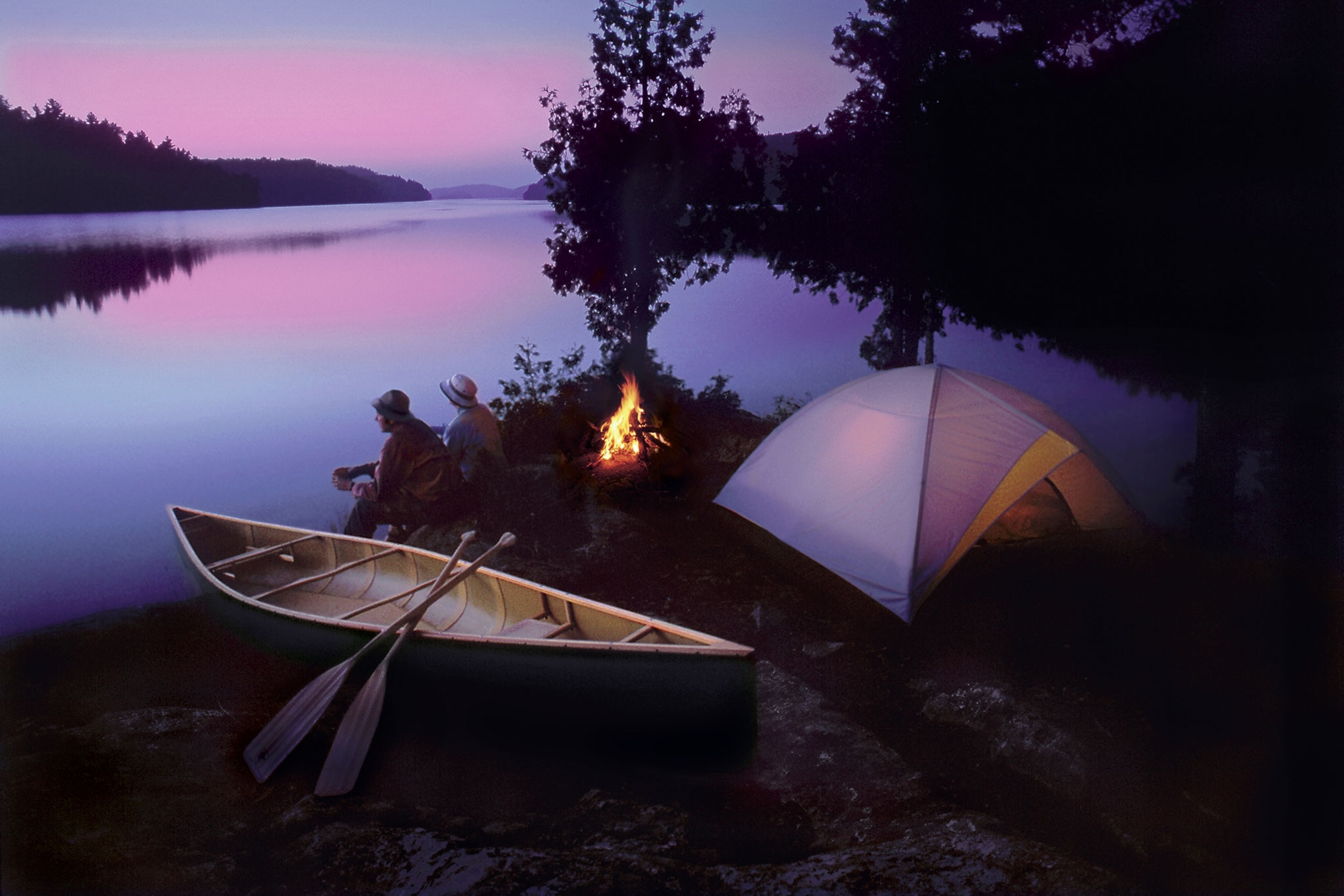 a canoe and tent at the Boundary Waters Canoe Area Wilderness, Minnesota