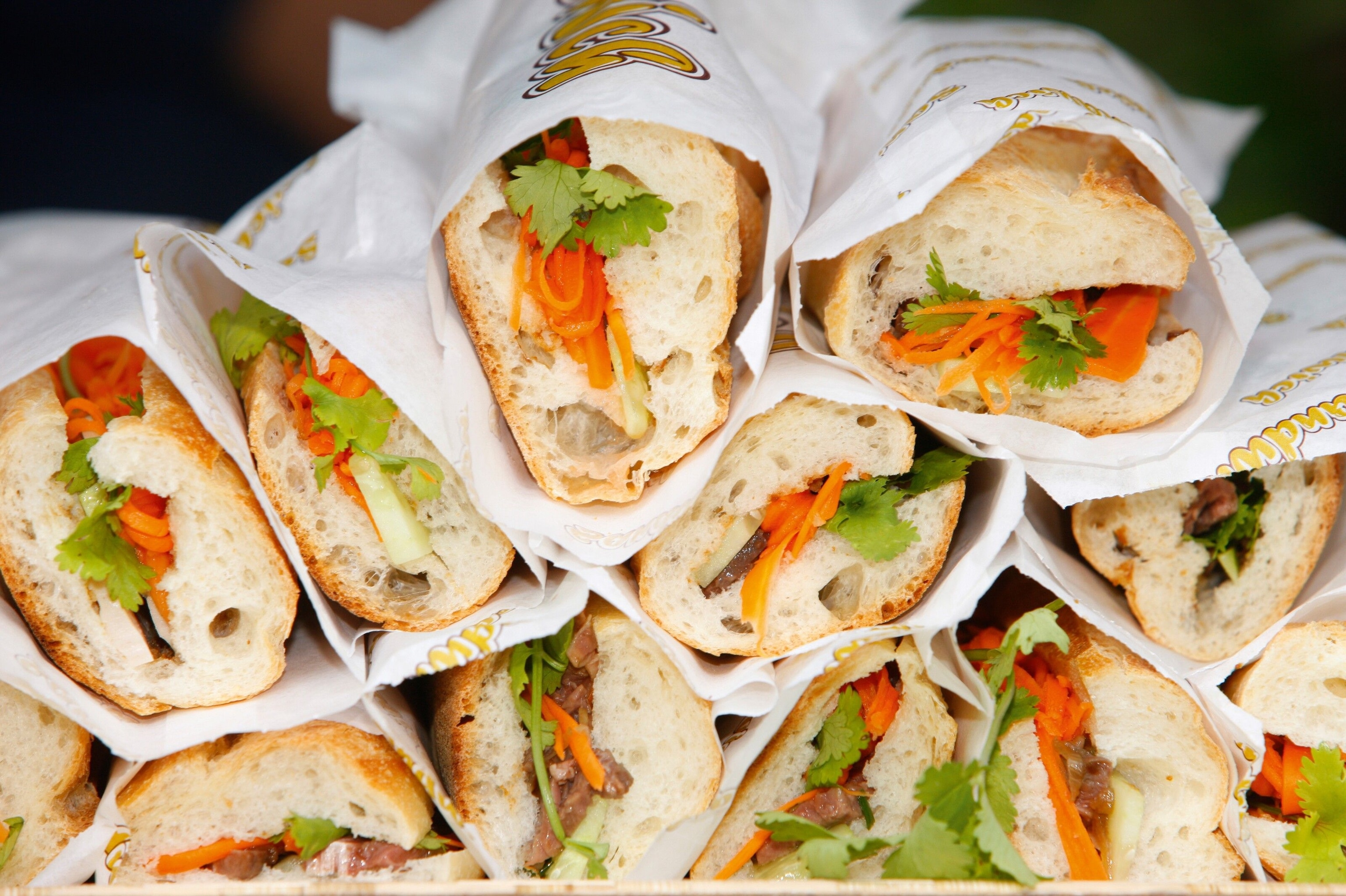 Vietnamese bánh mì made with French baguettes.