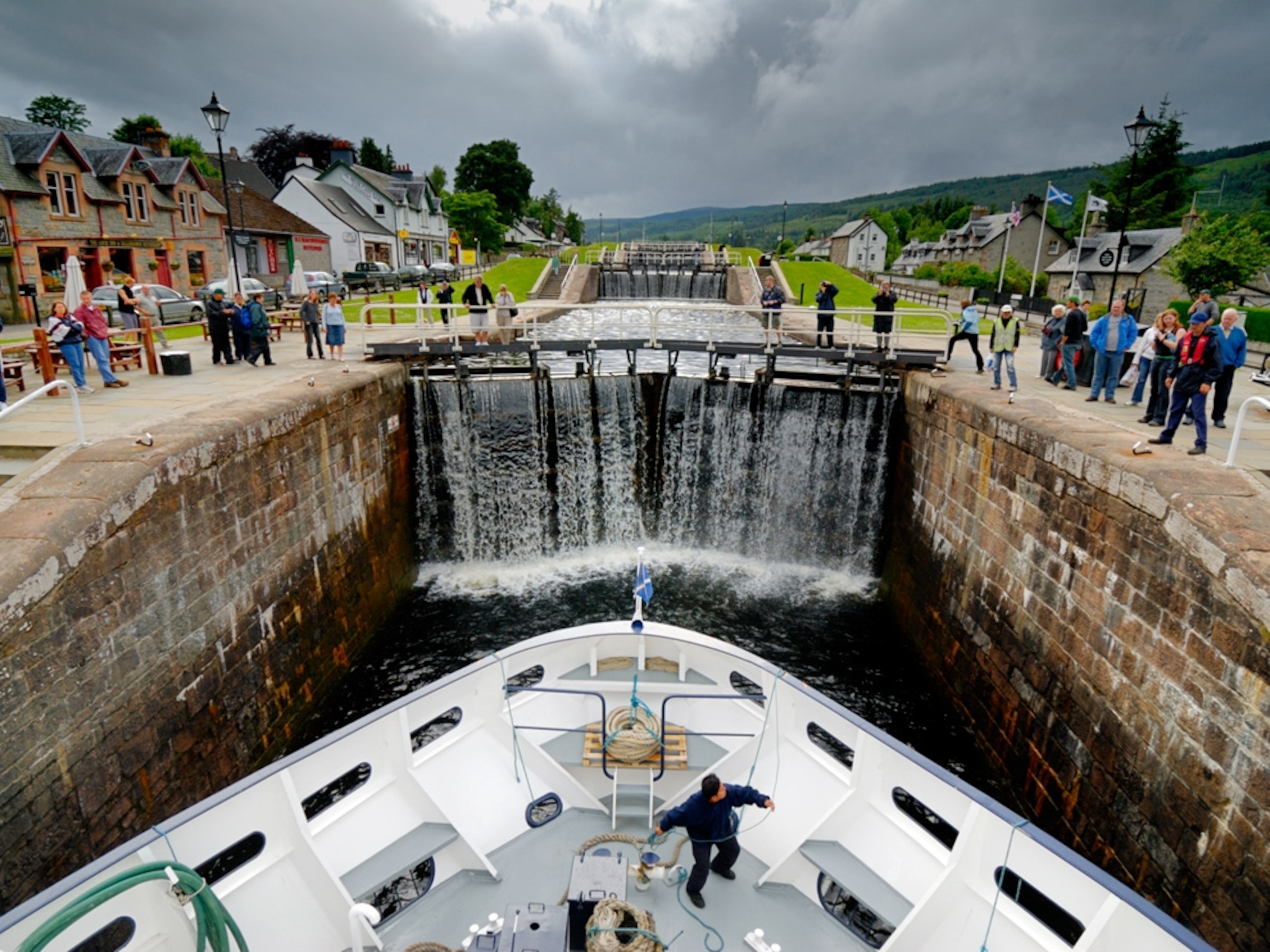 Boat entering locks