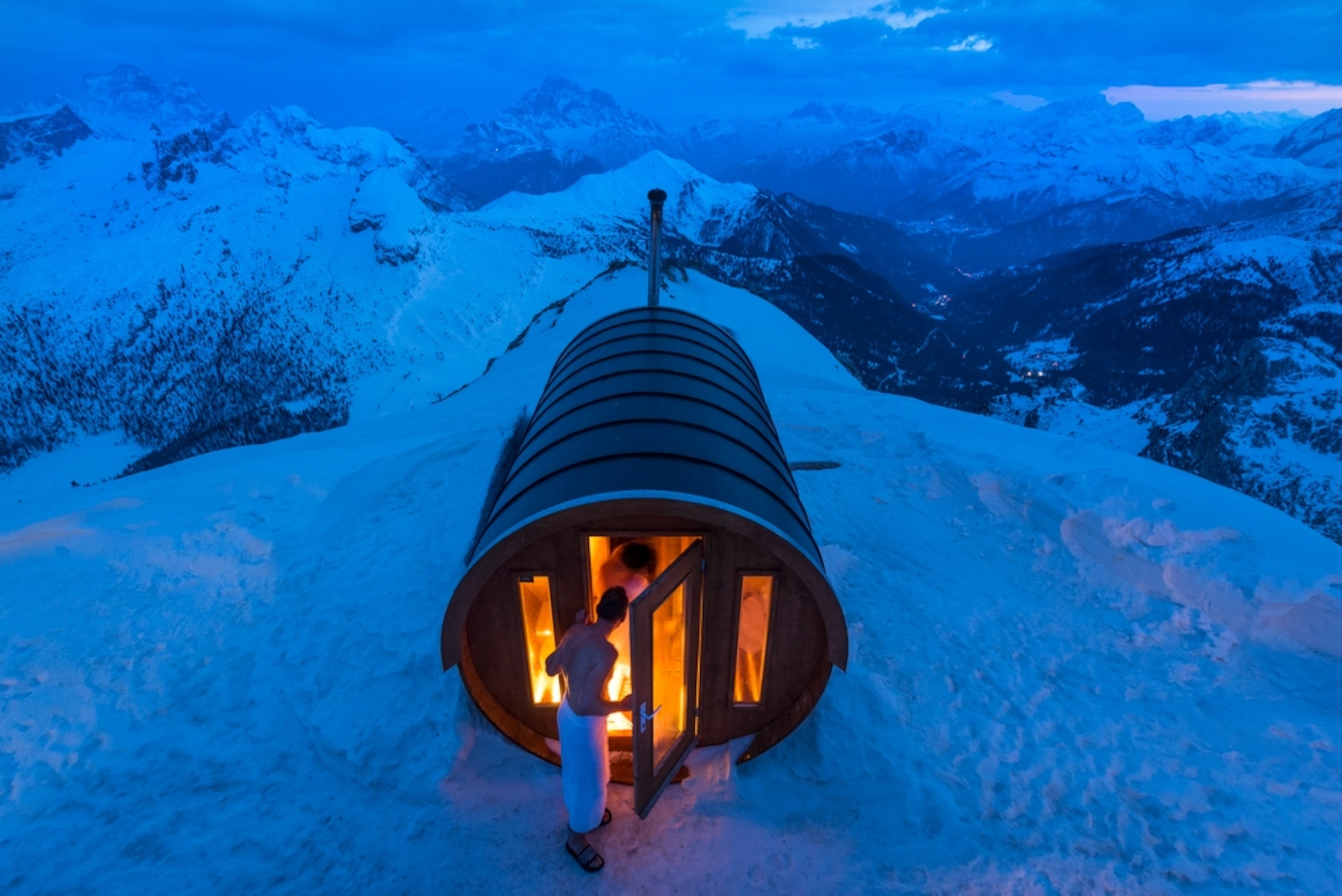 a sauna in the Italian Dolomites near Cortina