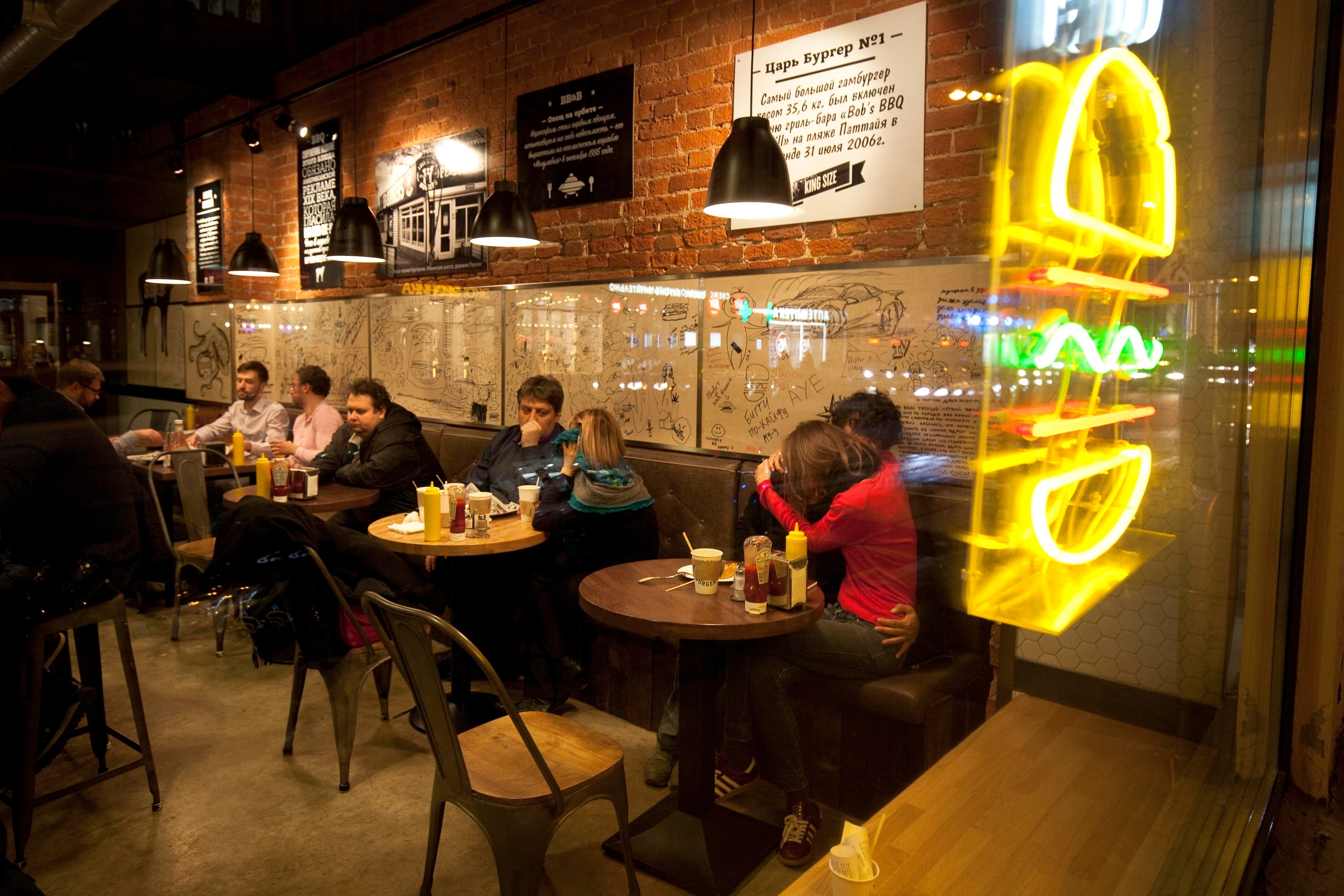 The scene at the gourmet burger shop, Moscow. Photograph by Ryan Bell