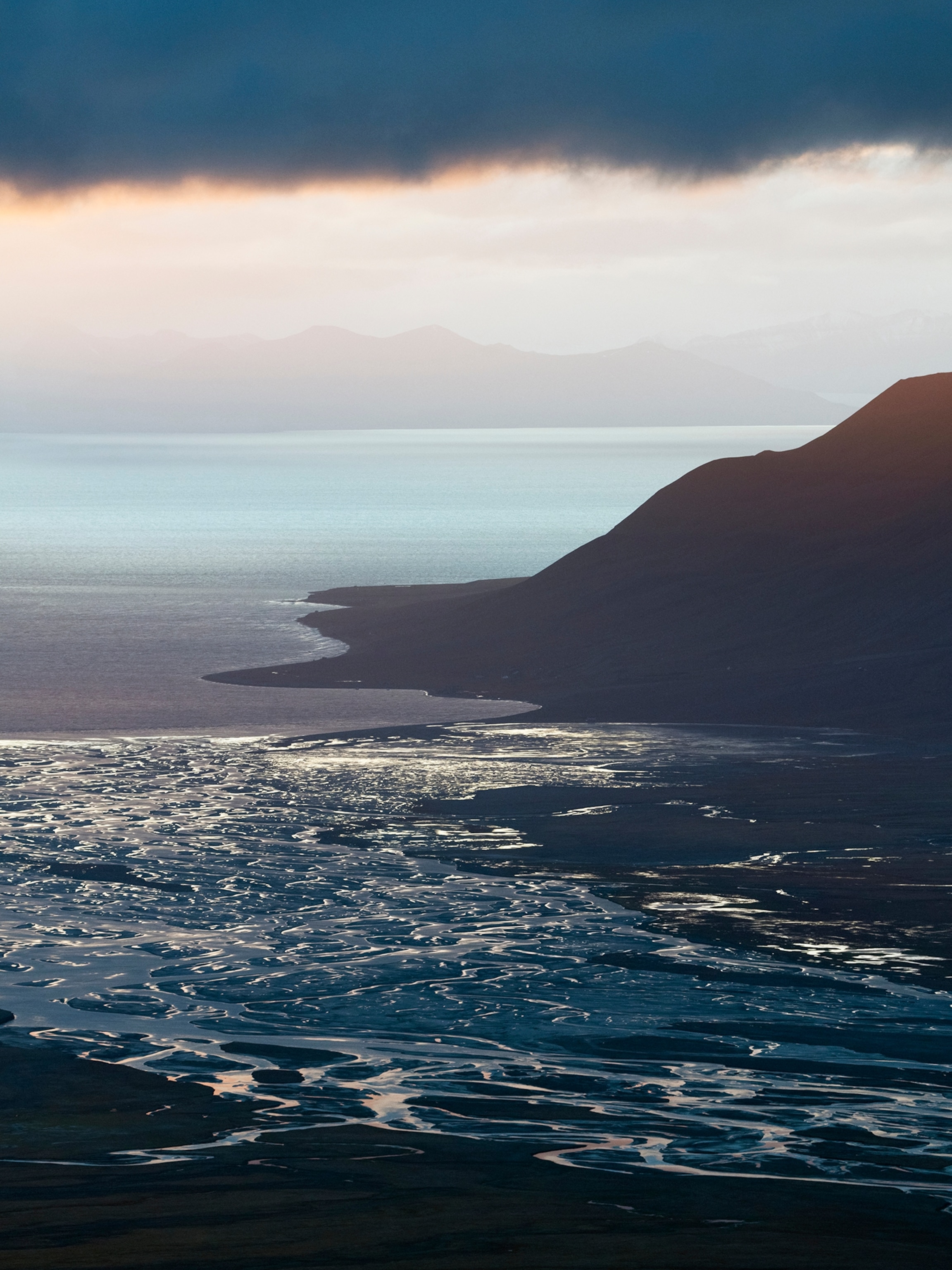 Coastal landscape with river delta.