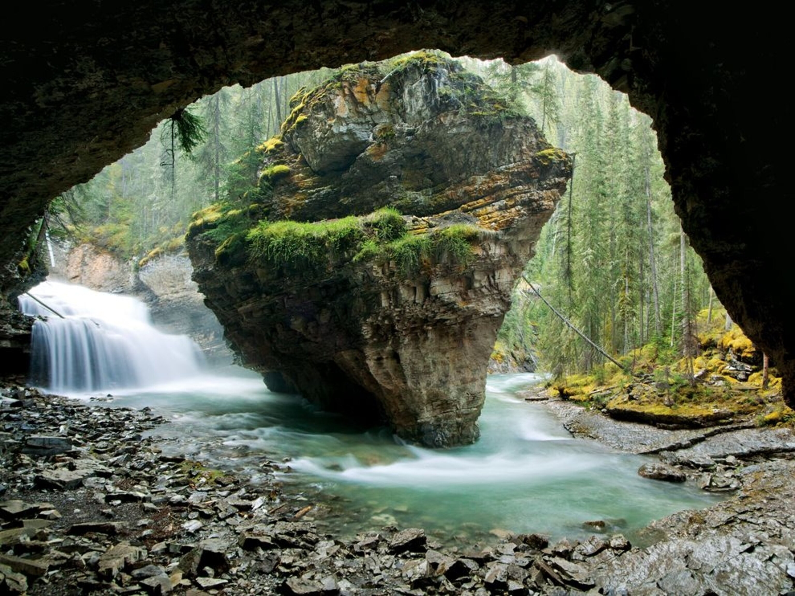a large river boulder, Banff, Canada