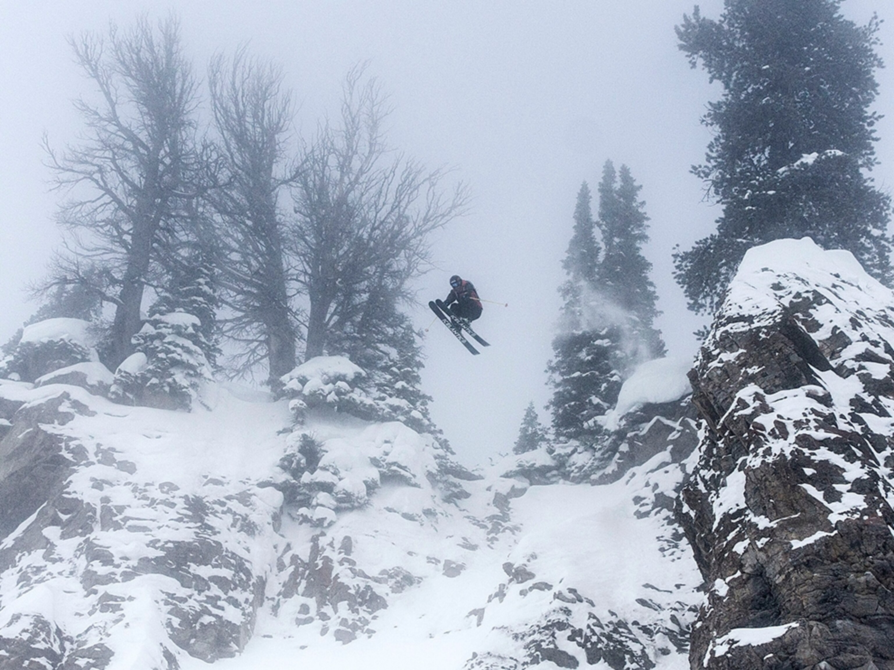 a skier flying through the air