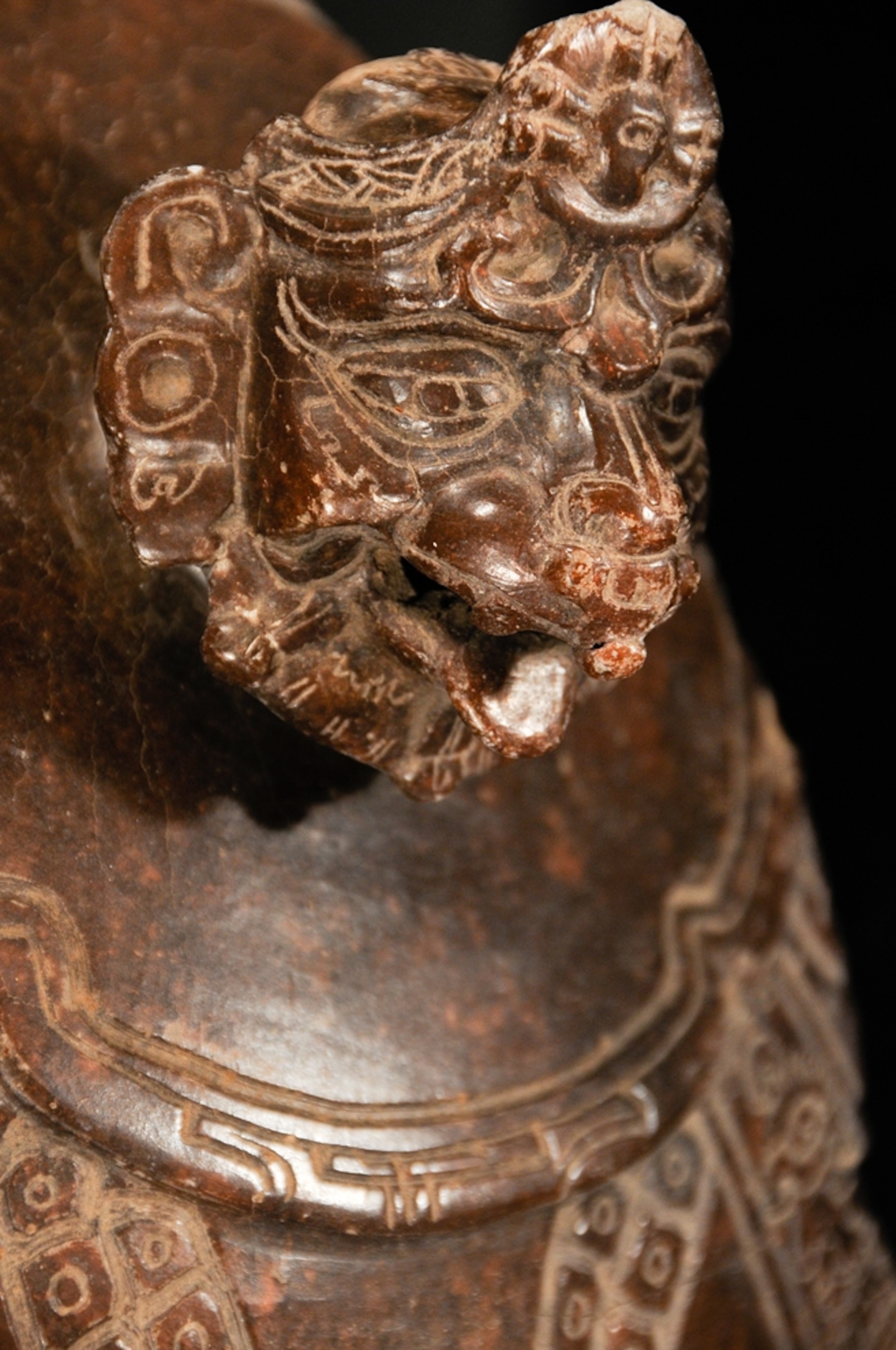 Picture of a monkey on a ceramic vessel from a new Maya royal tomb in Guatemala