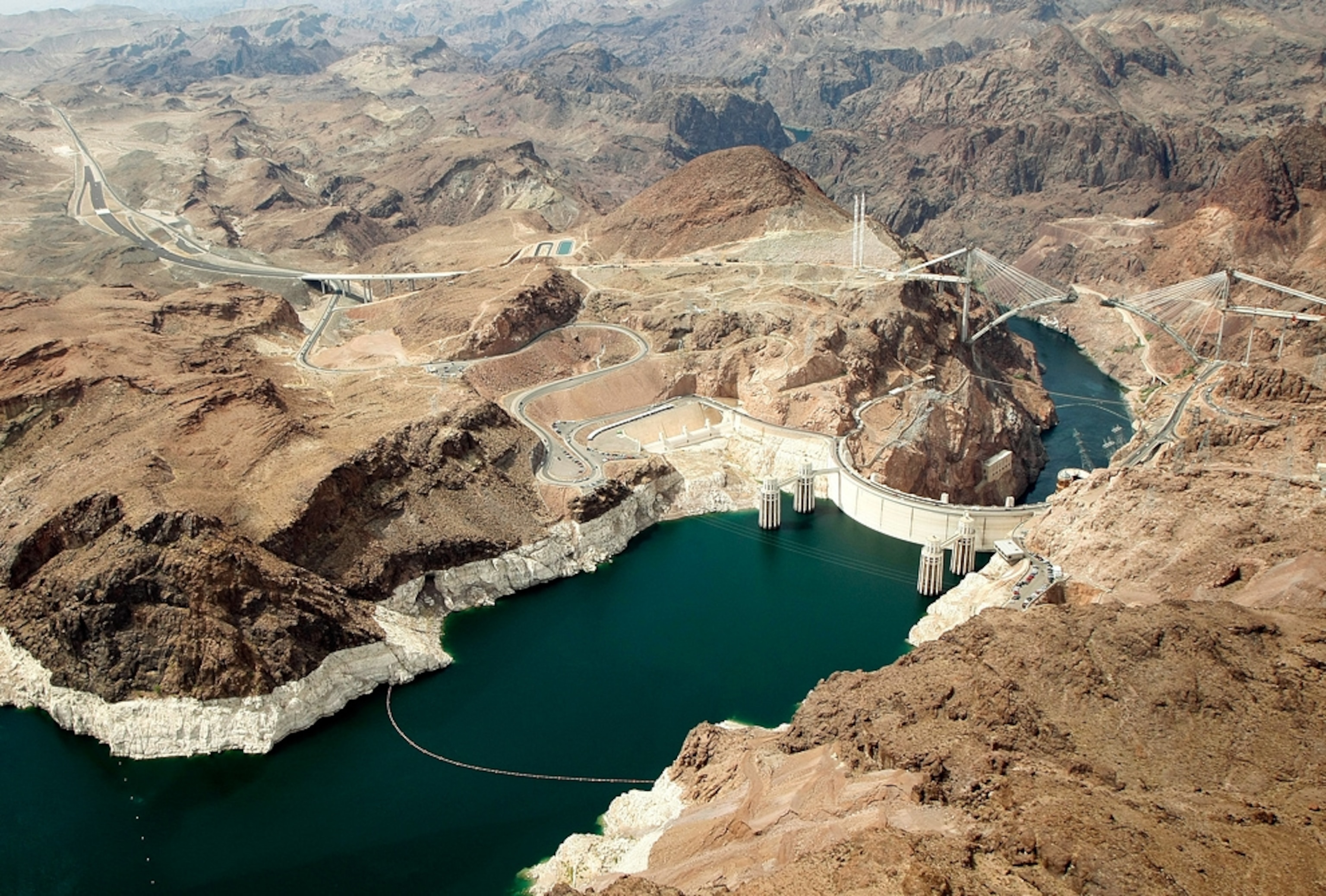 Lake Mead and surrounding canyons from above