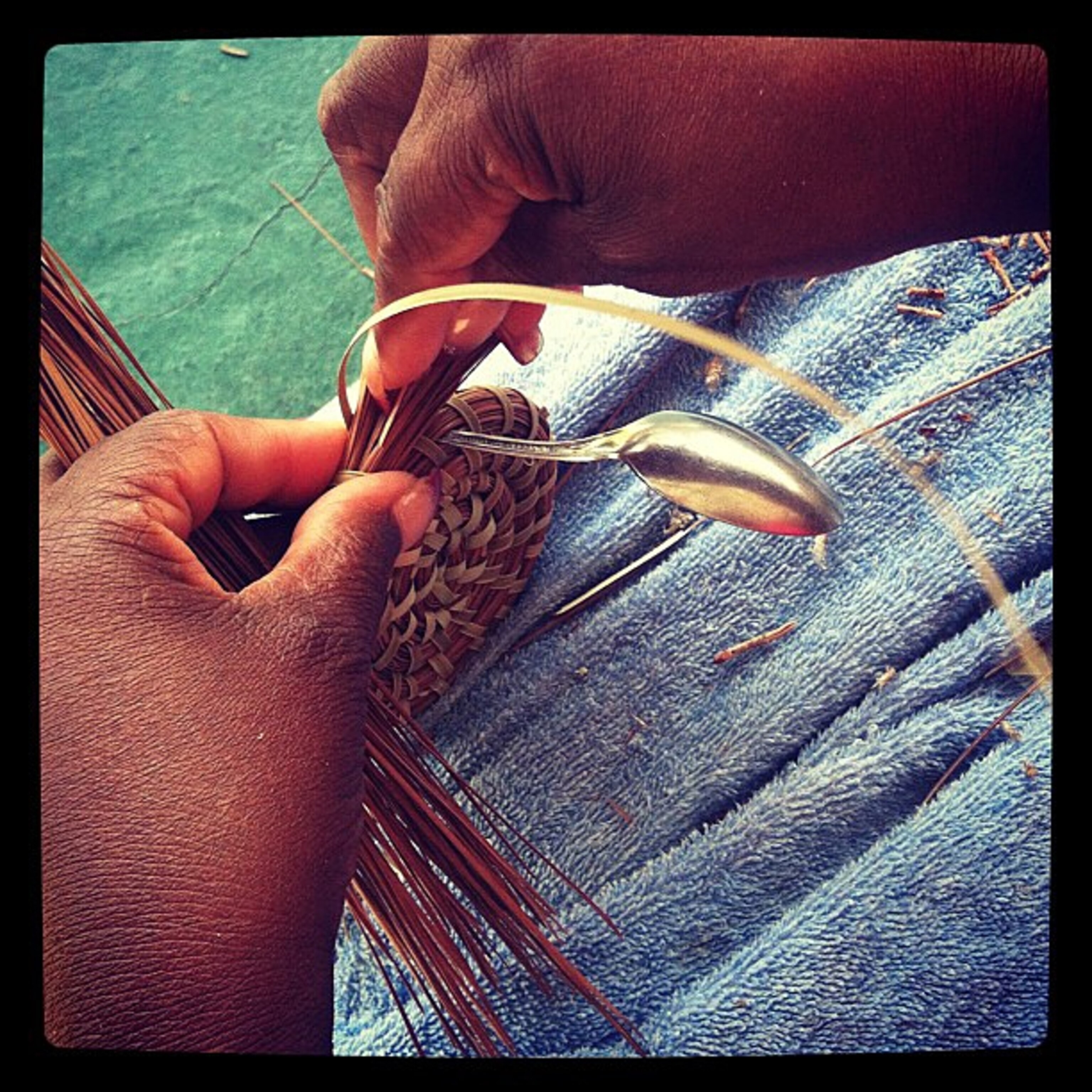Instagram shot of Gullah woman weaving