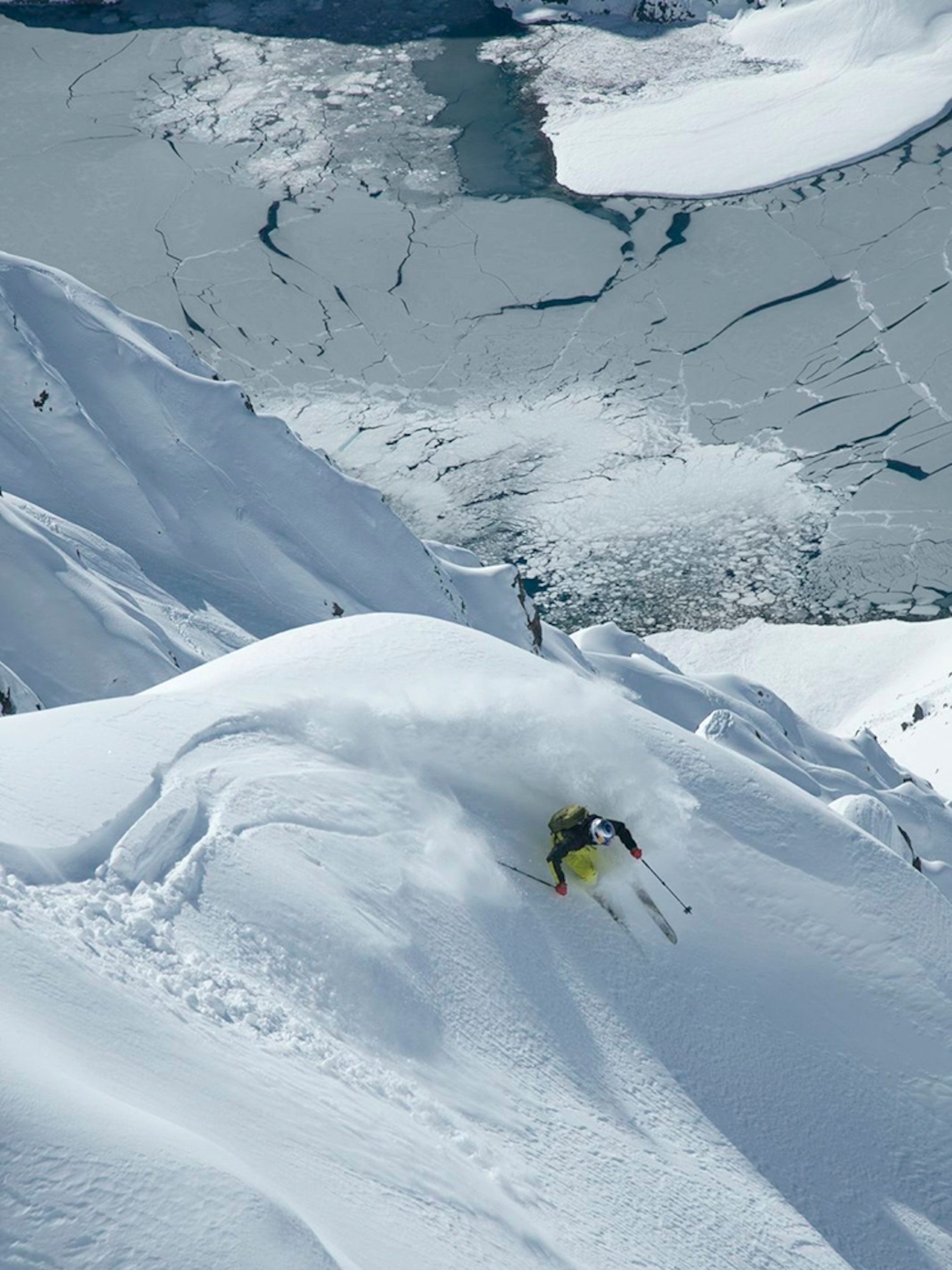 a man skiing down a mountain in Portillo, Chile