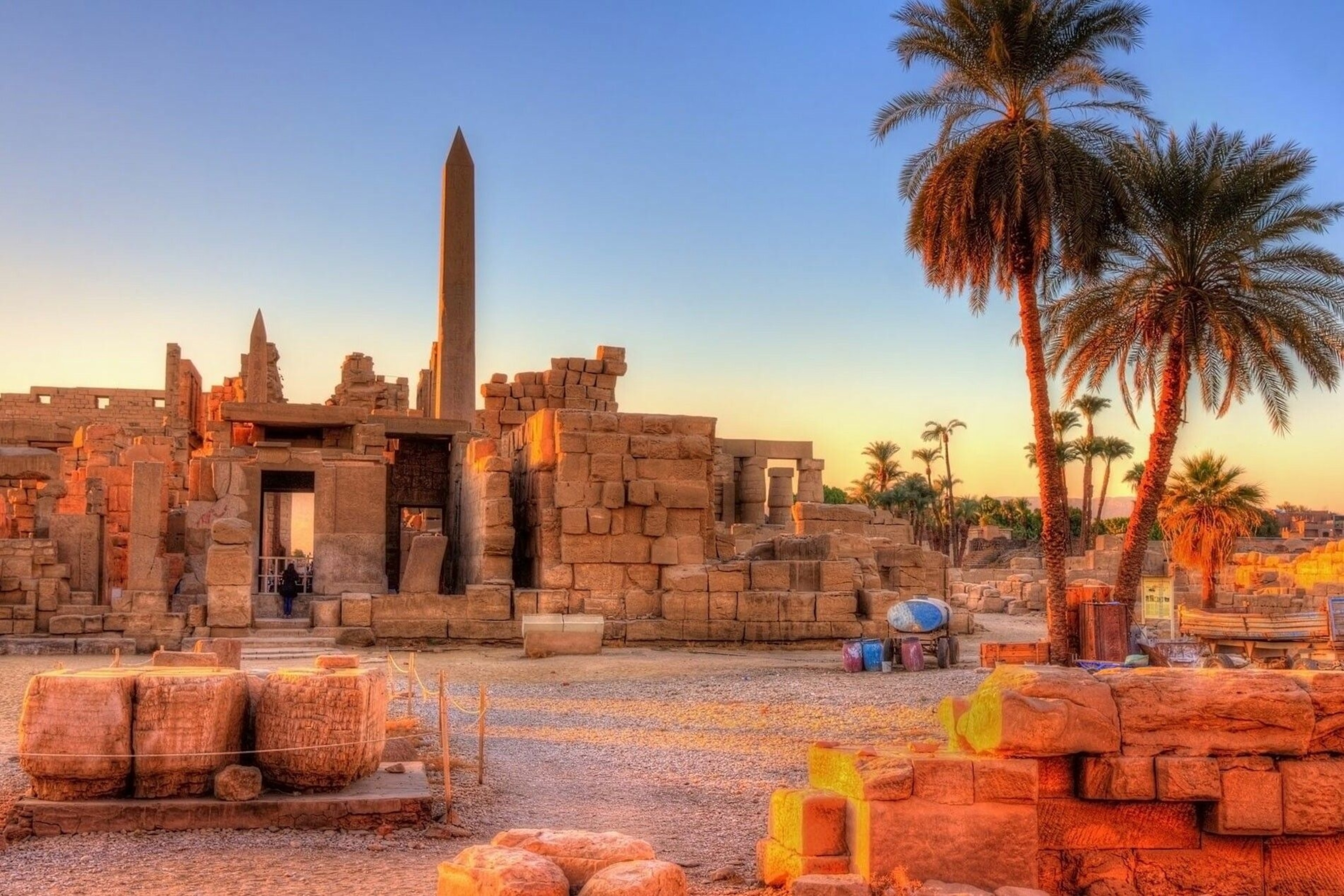 The Karnak Temple Complex in Luxor, Egypt, comprises a vast mix of decayed temples, colossal columns and chapels.