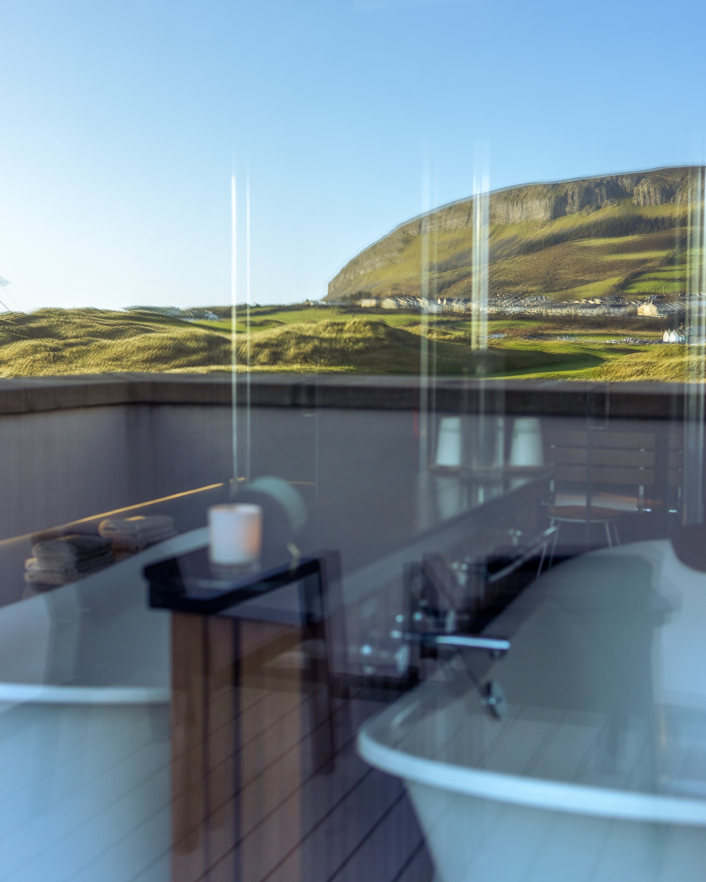 The Knocknarea Suite at Voya Seaweed Baths, overlooking the famous Sligo landmark where Queen Maedhbh's grave lies.