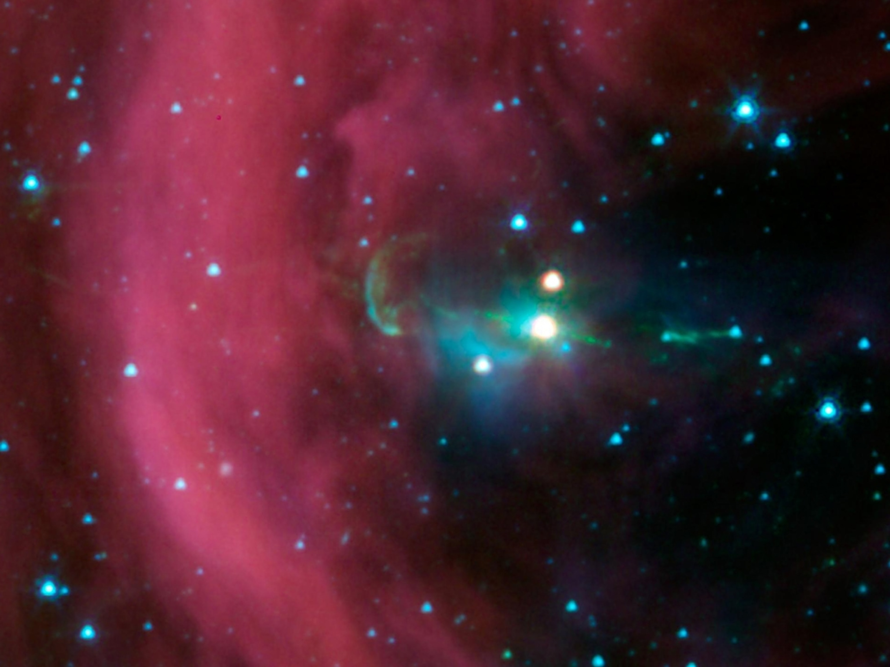 Infrared picture of twin jets emanating from a star