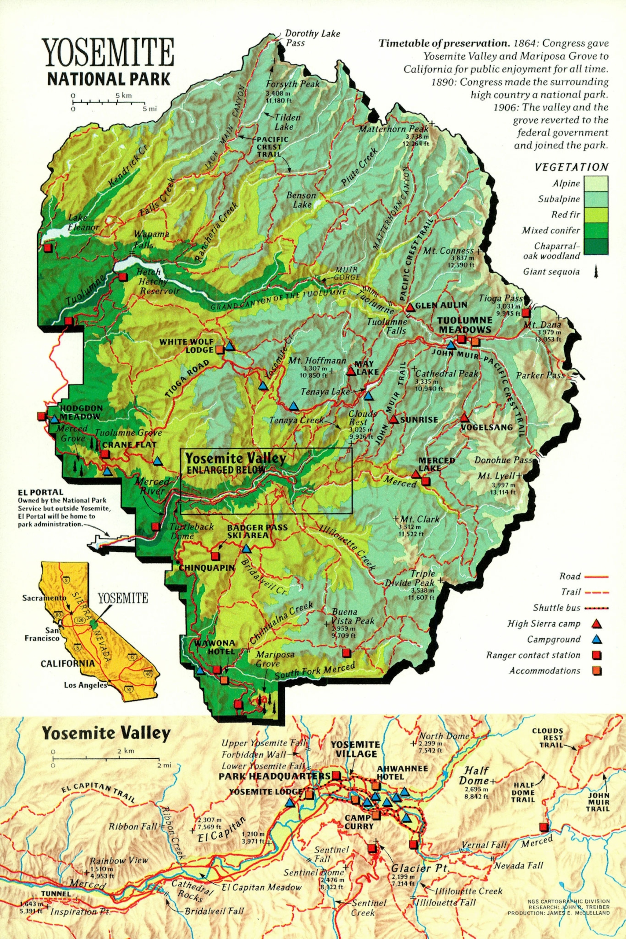 a map of Yosemite National Park in the United States