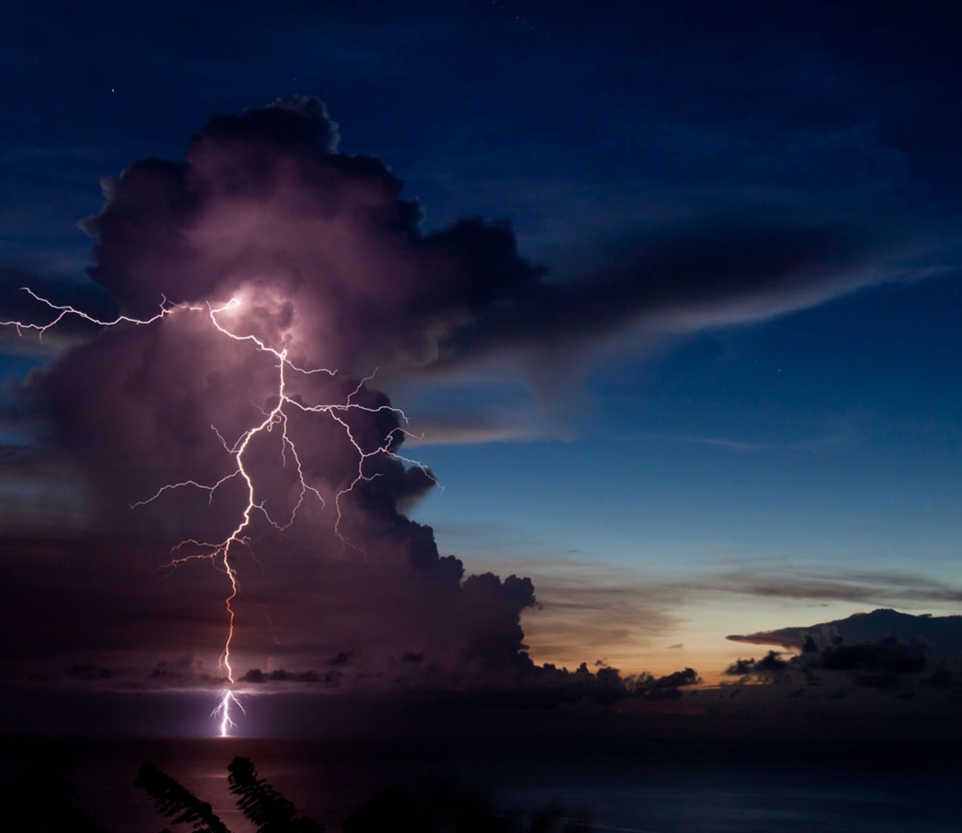Thunderstorm seen to the west of the island of Montserrat