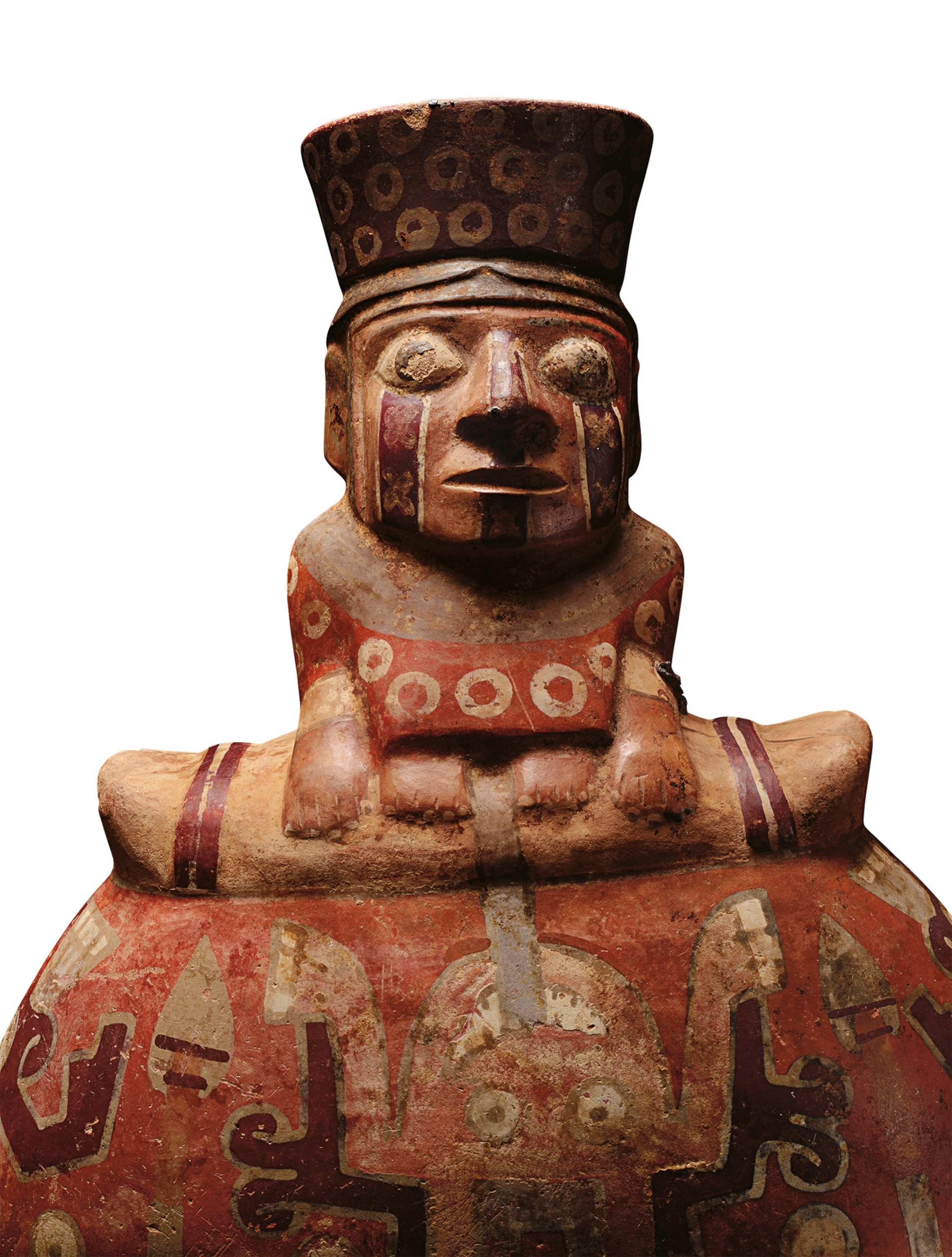 A Wari chief sitting on a raft. Ceramic artifact found at El Castillo de Huarmey.