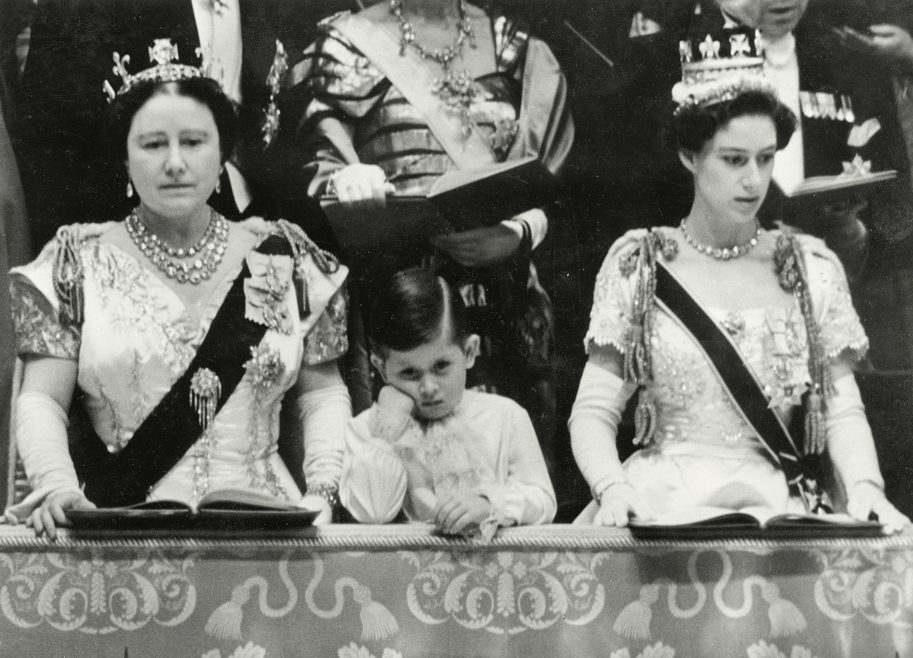 A young Prince Charles looking bored at the Queens Coronation.