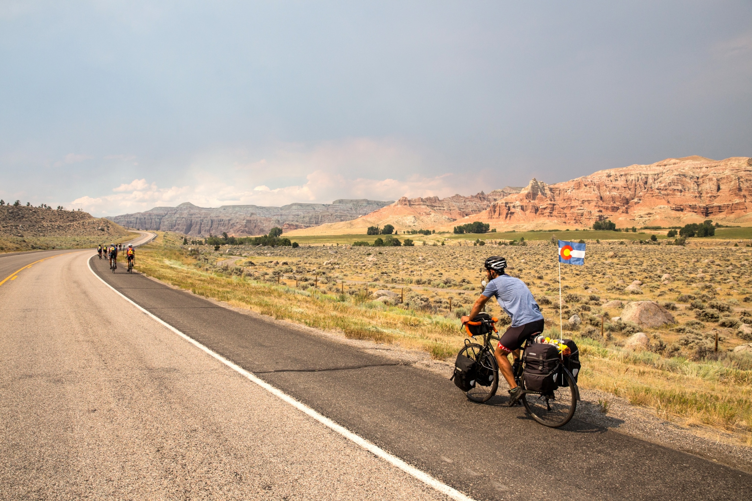 cyclists in Dubois, Wyoming